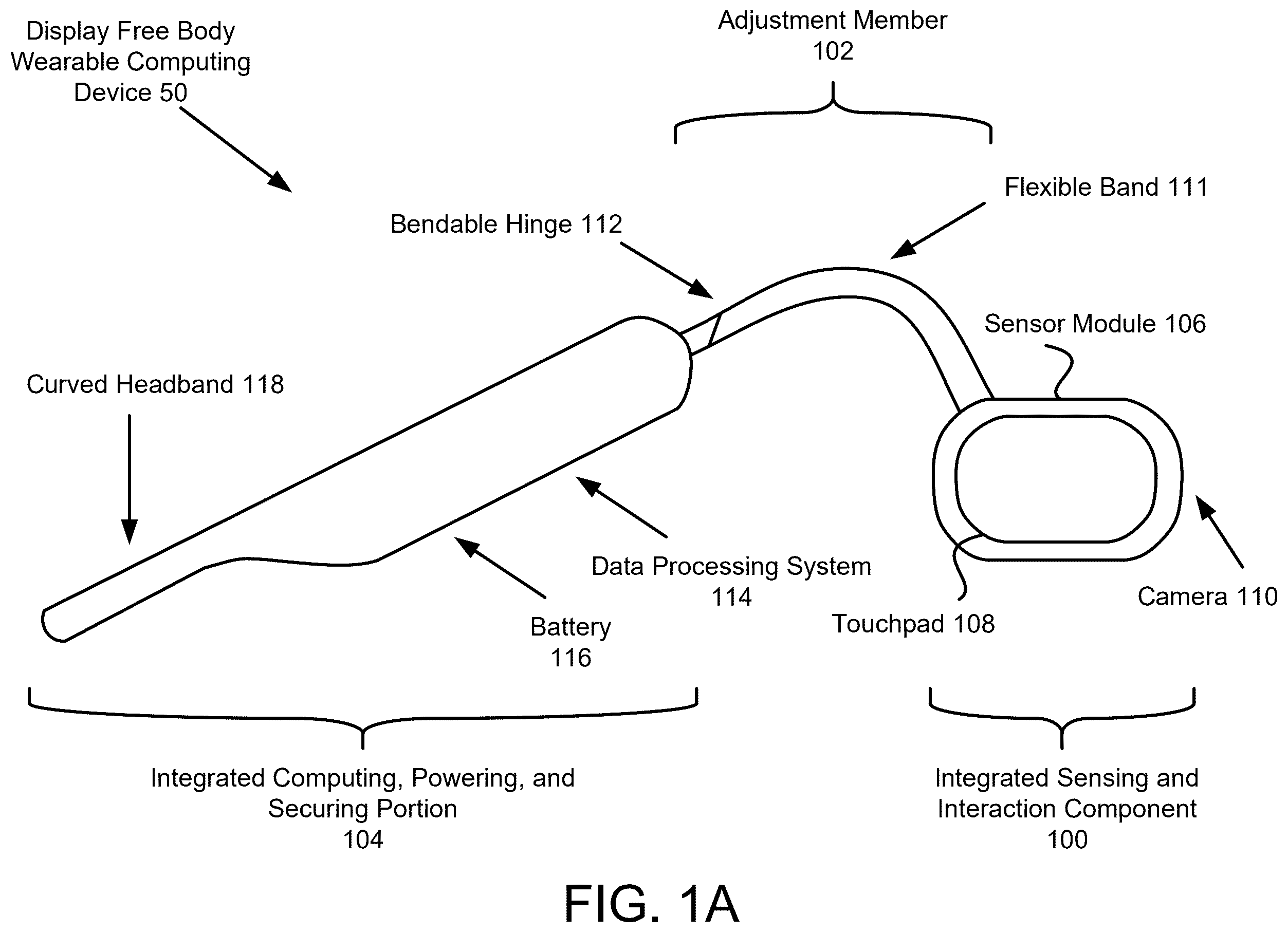 Patent US12541881 Figure 1 – Managing operation of a display free body wearable computing device