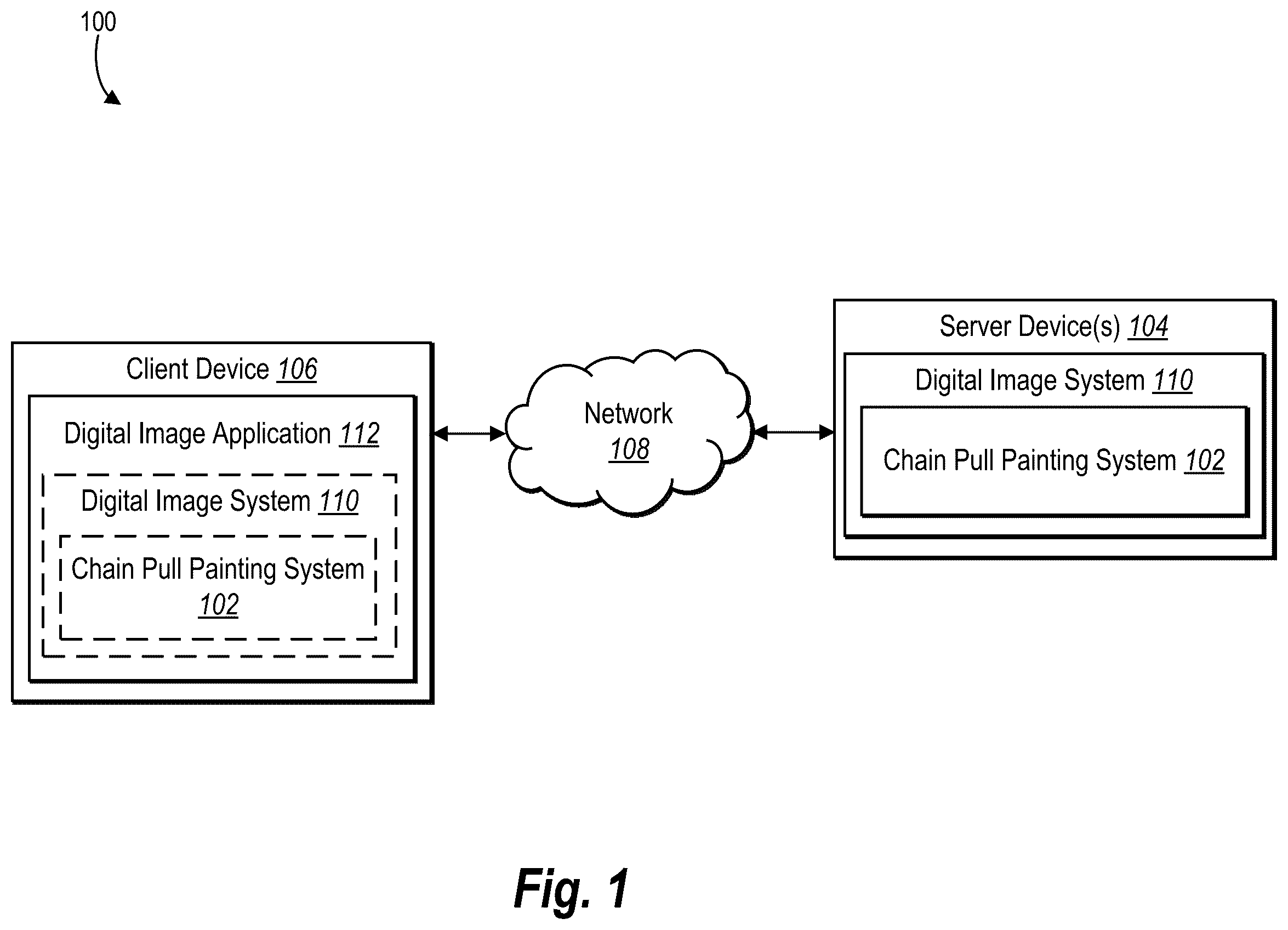 Patent US12541891 Figure 1 – Generating chain pull painting styles in digital applications