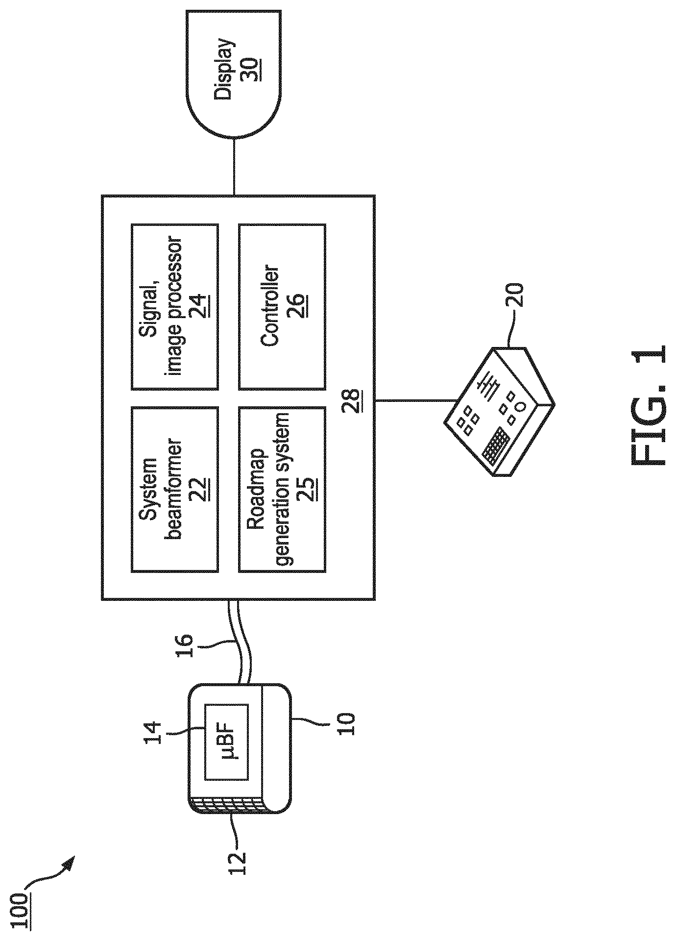Patent US12541893 Figure 1 – Bi-plane and three-dimensional ultrasound image acquisition for generating roadmap images, and associated systems and devices