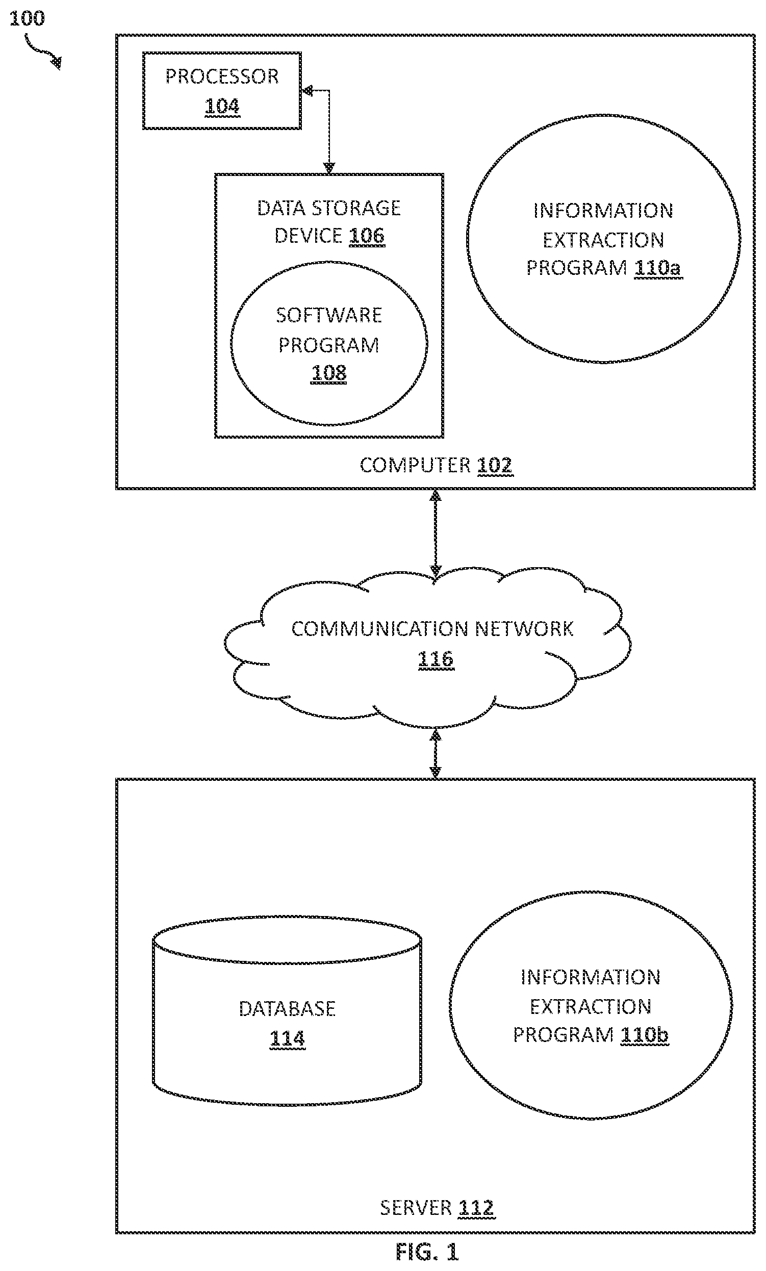 Patent US12541990 — Information extraction from documents containing handwritten text — Figure 1