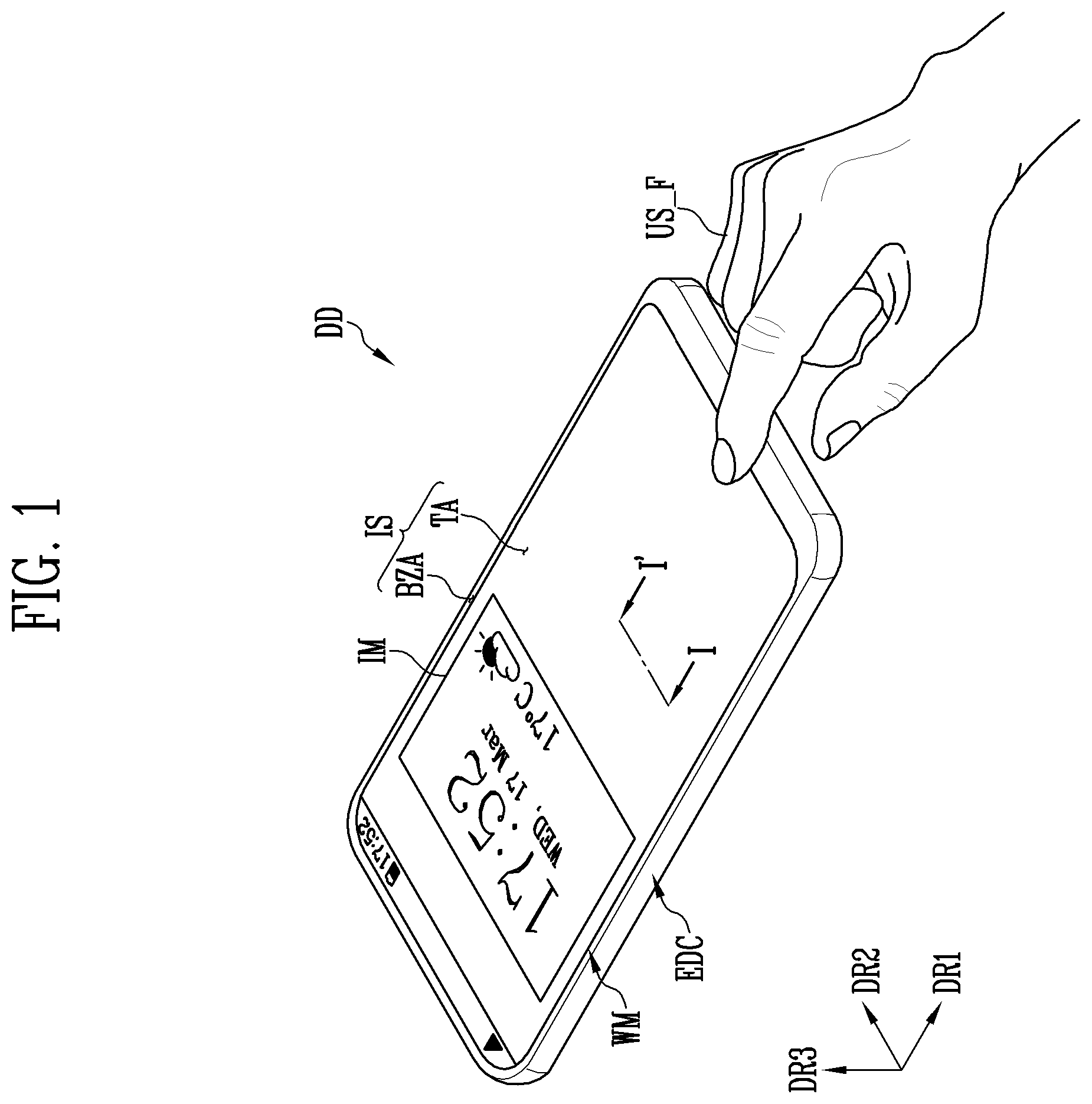 Patent US12541993 Figure 1 – Display device including light receiving elements and method of operating the same