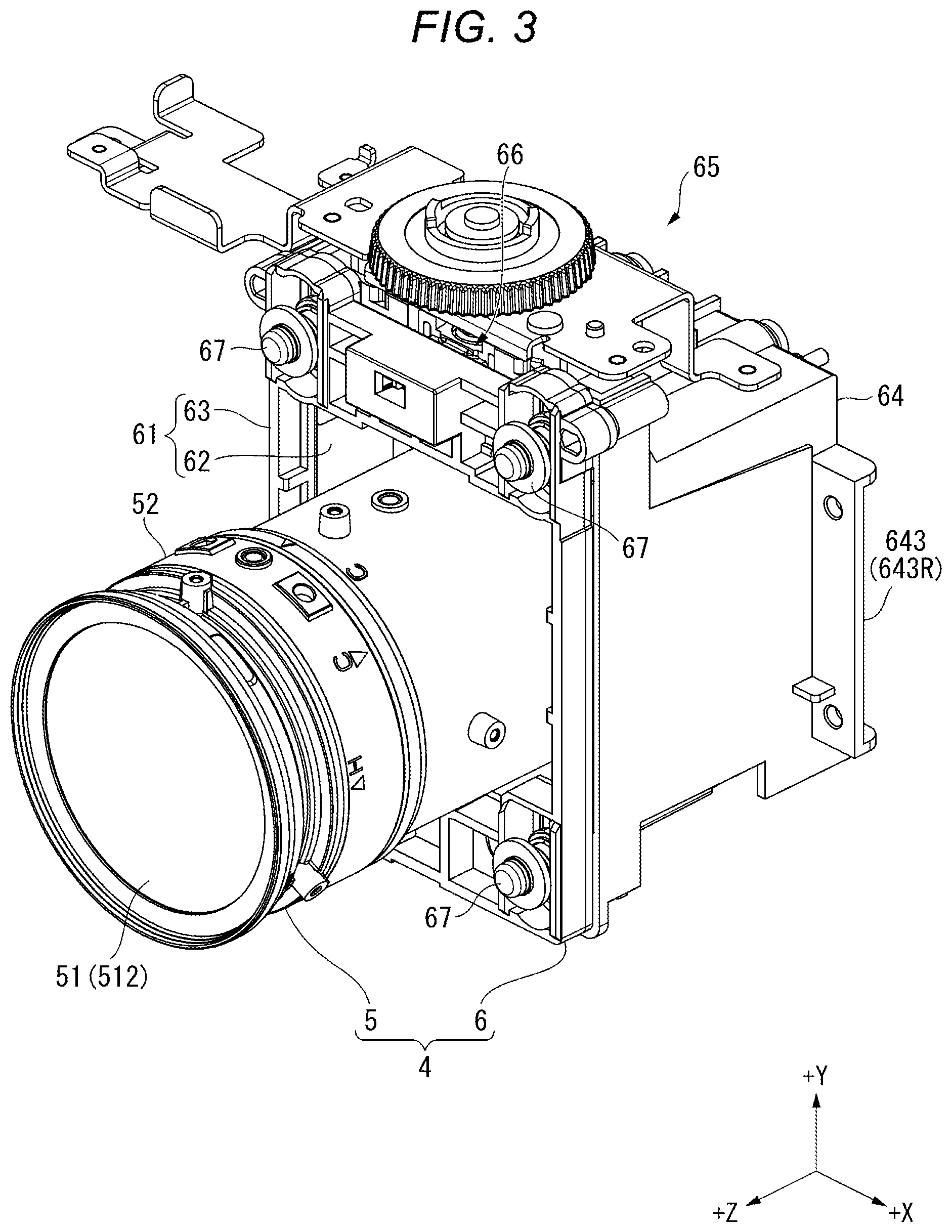 Patent US12547060 Figure 3 – Projector with moving device that moves projection optical device
