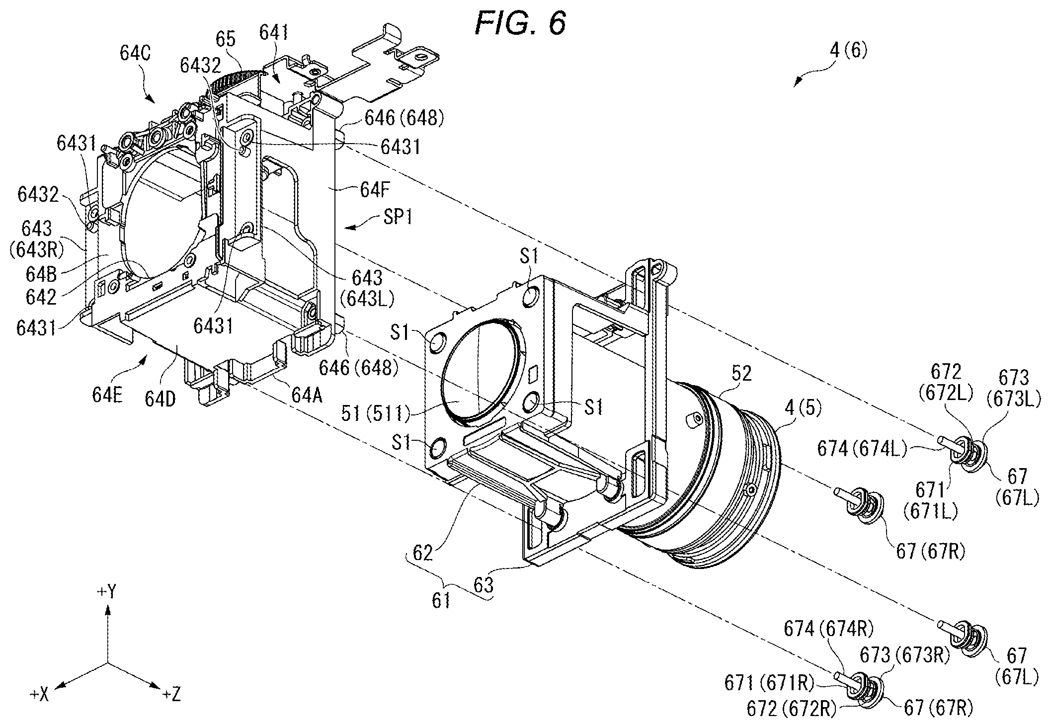 Patent US12547060 Figure 6 – Projector with moving device that moves projection optical device