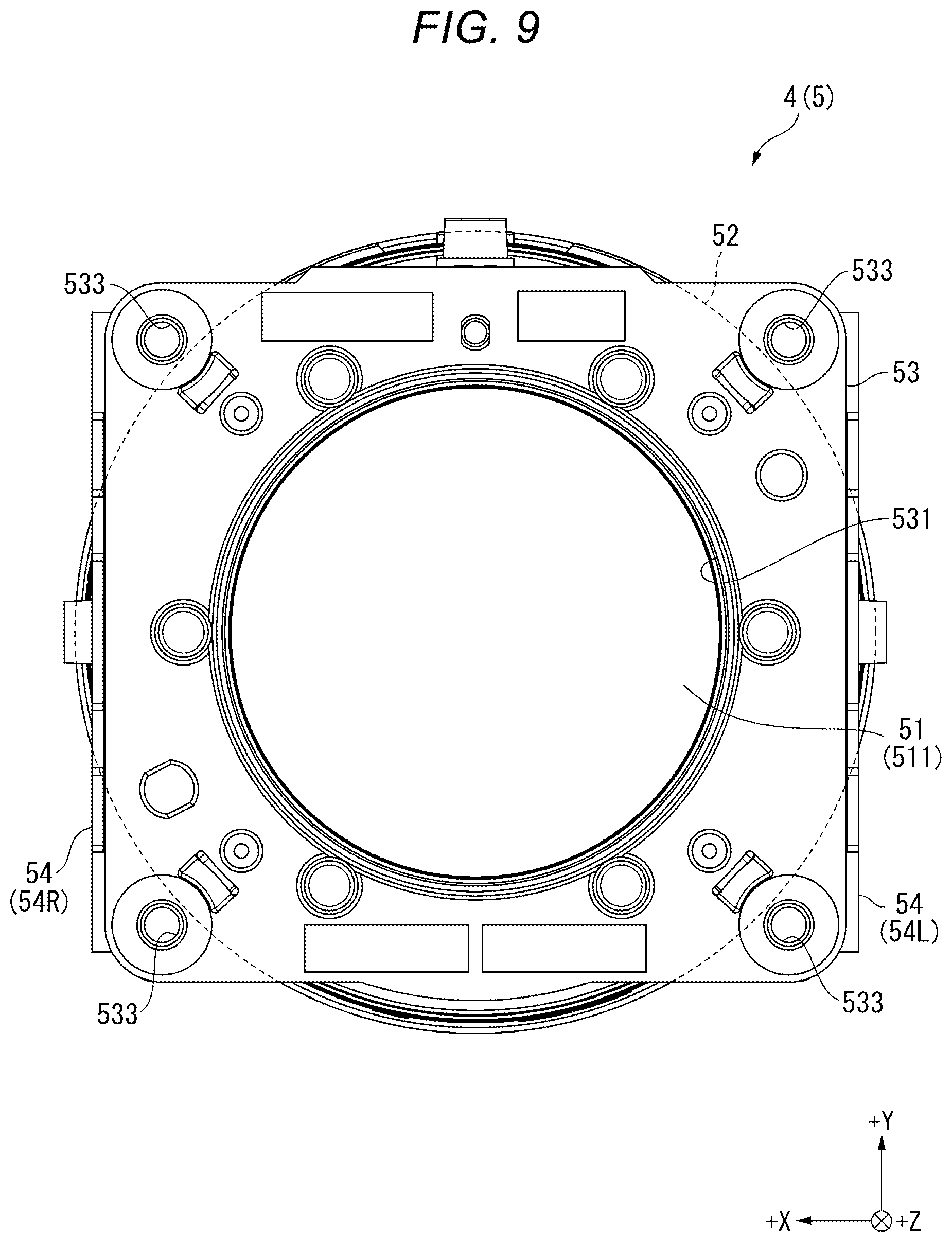 Patent US12547060 Figure 9 – Projector with moving device that moves projection optical device