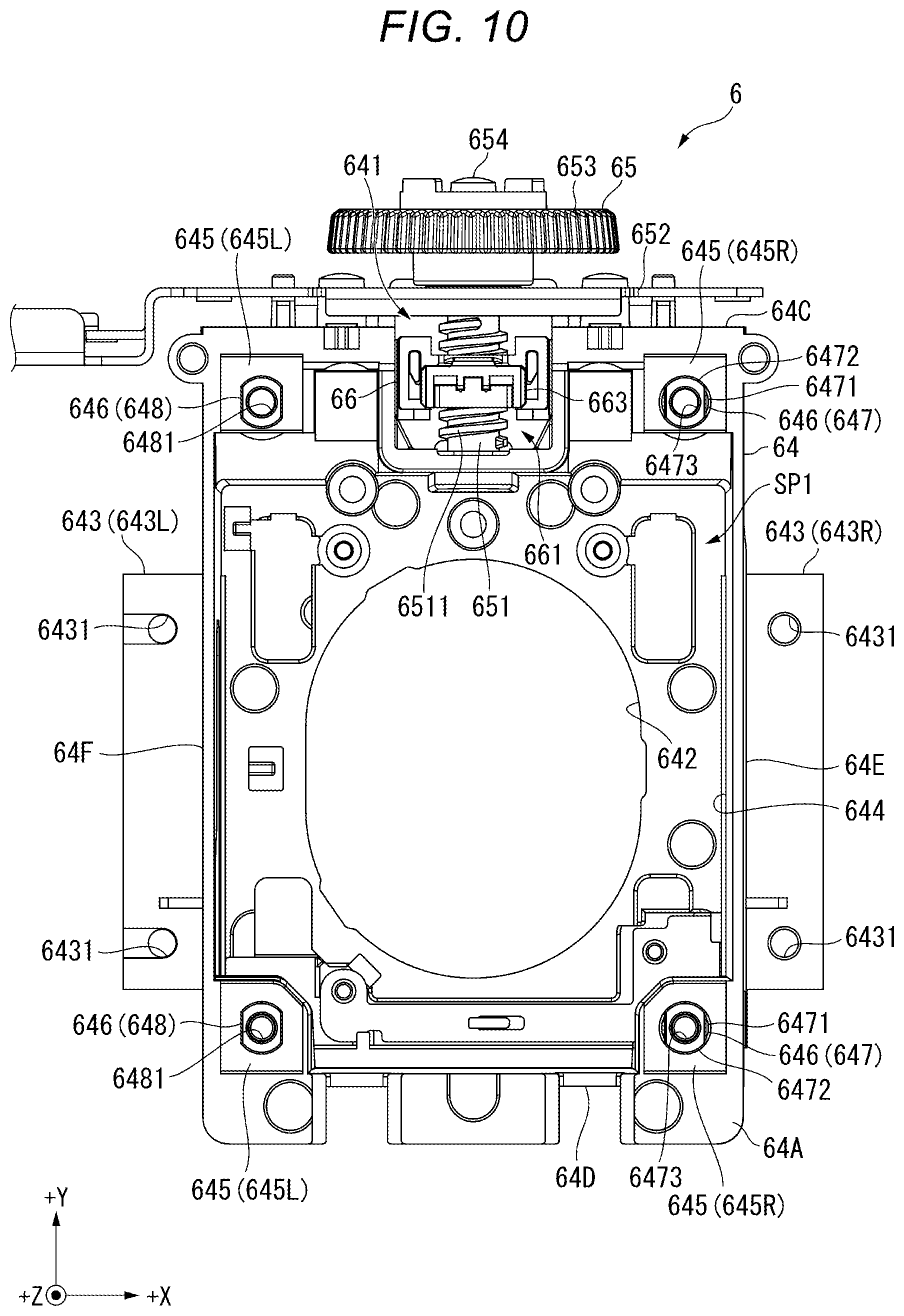 Patent US12547060 Figure 10 – Projector with moving device that moves projection optical device
