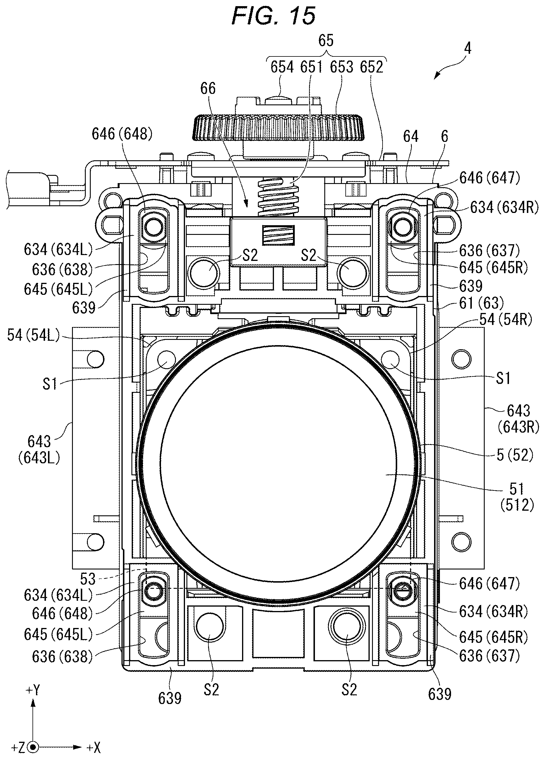 Patent US12547060 Figure 15 – Projector with moving device that moves projection optical device