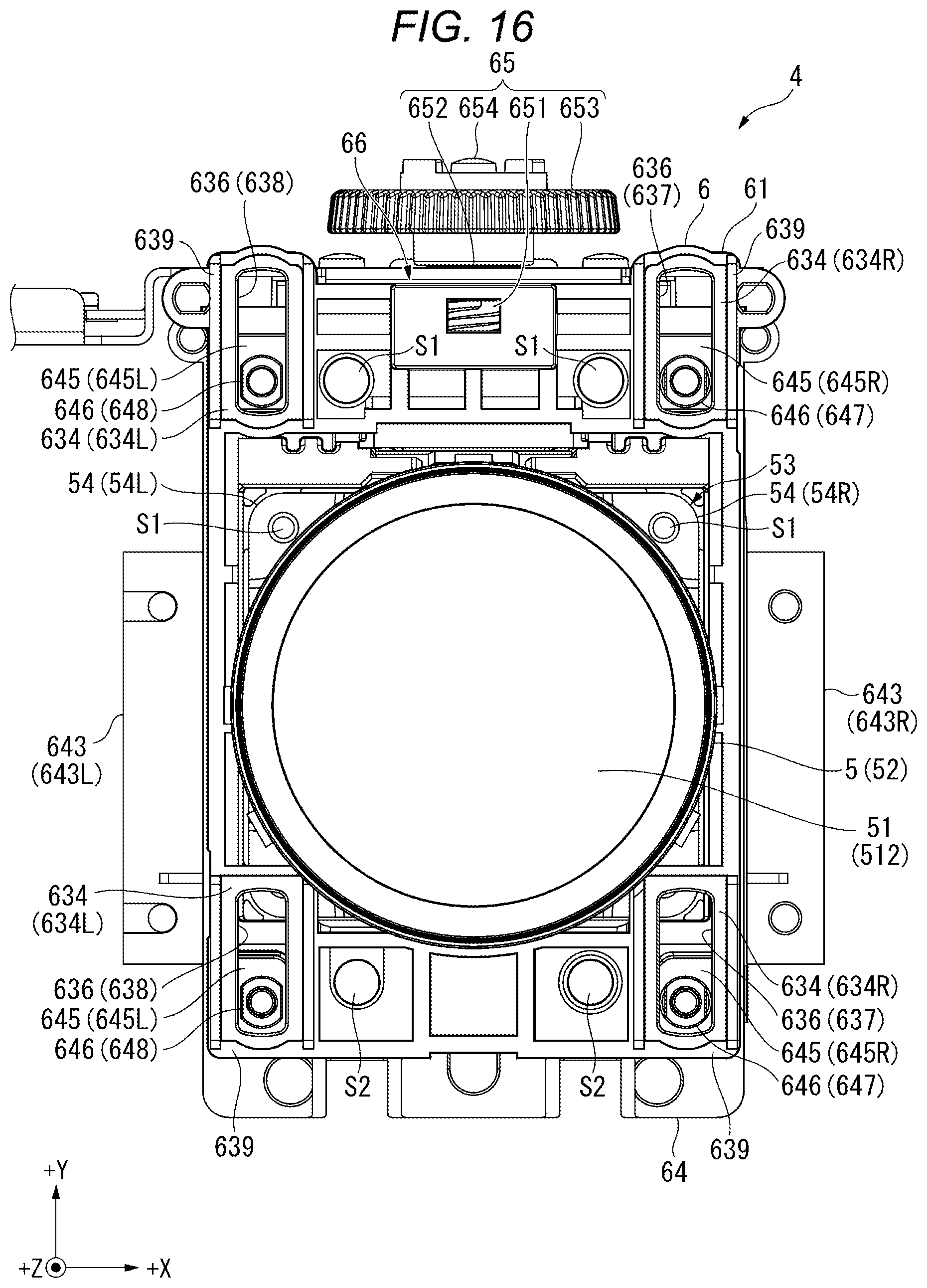Patent US12547060 Figure 16 – Projector with moving device that moves projection optical device