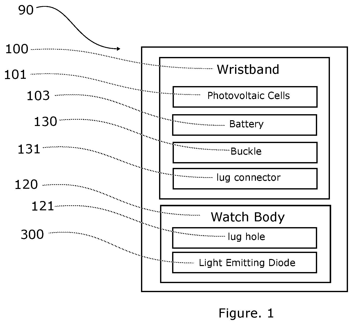 Patent US12547121 — Solar powered watch — Figure 1