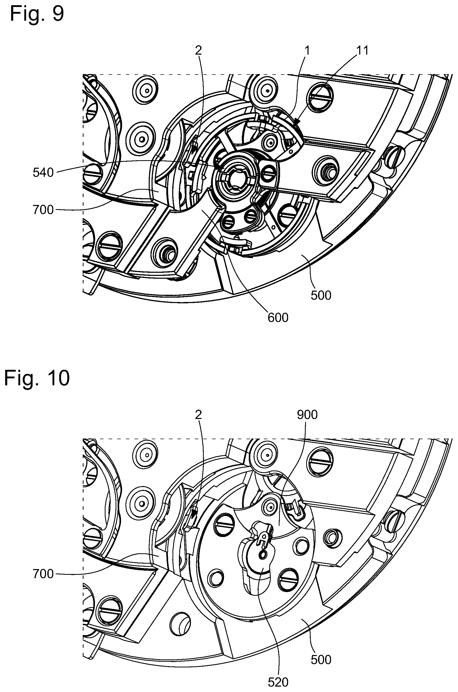 Patent US12547122 Figure 4 – Stopping mechanism for stopping or releasing a horological regulating or chronograph mechanism wheel