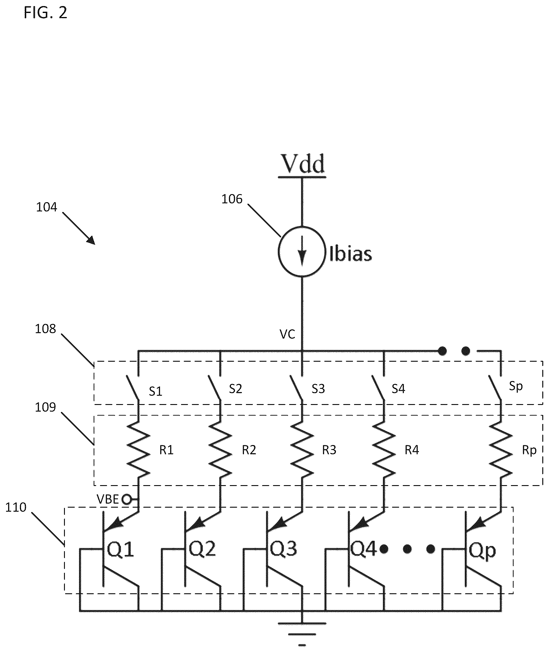 Patent US12547200 Figure 2 – Proportional to absolute temperature voltage determination without dynamic element matching