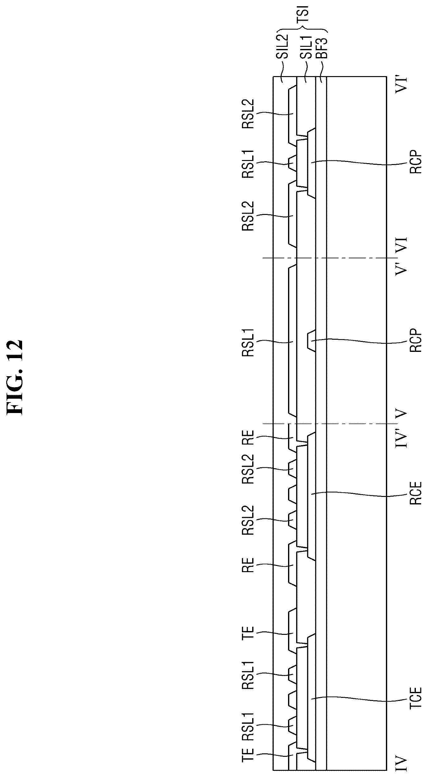 Patent US12547263 Figure 12 – Flexible display device with resistance sensing lines overlapping driving and sensing electrodes