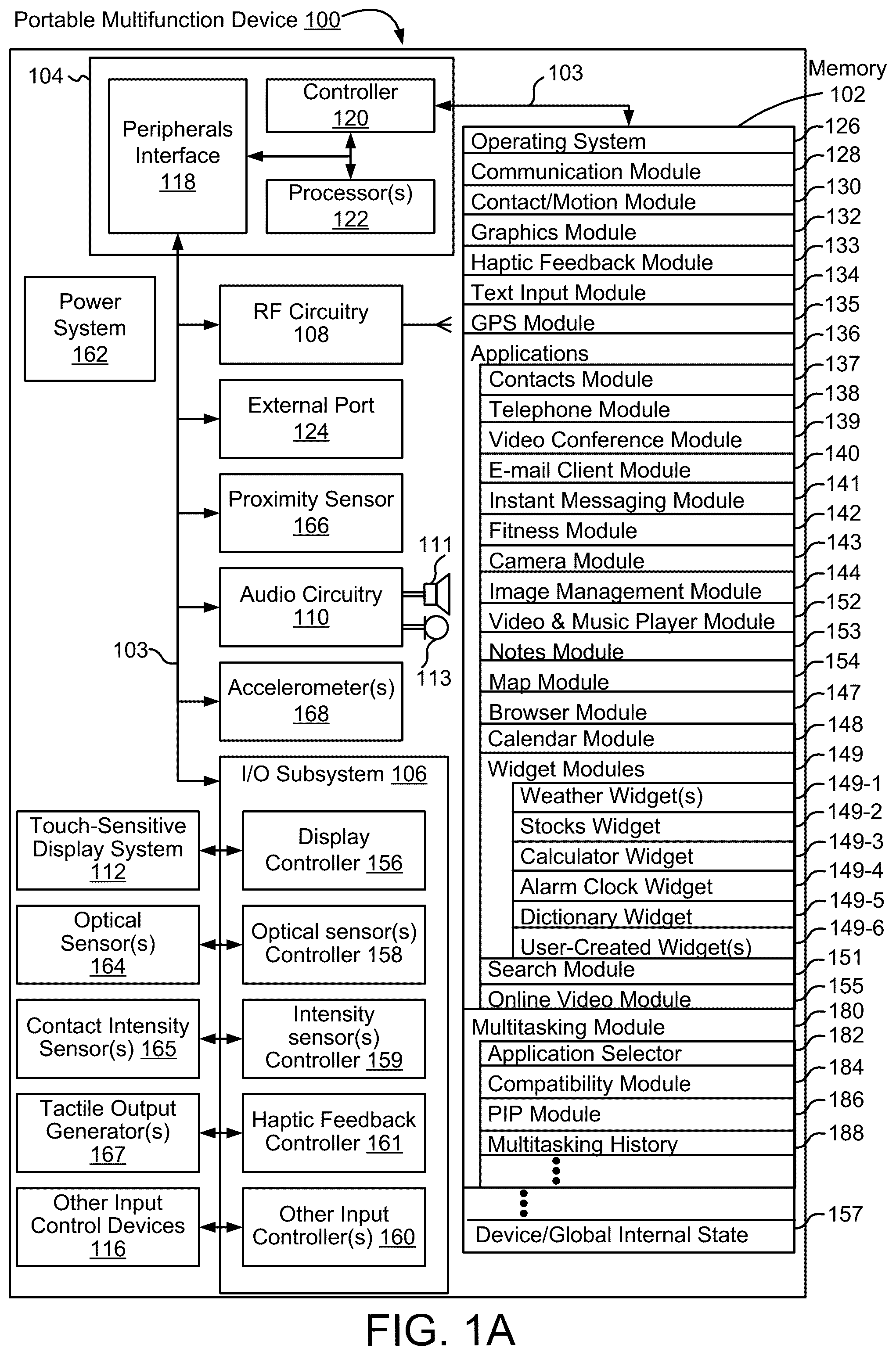 Patent US12547267 Figure 1 – Systems and methods for resizing applications in a multitasking view on an electronic device with a touch-sensitive display