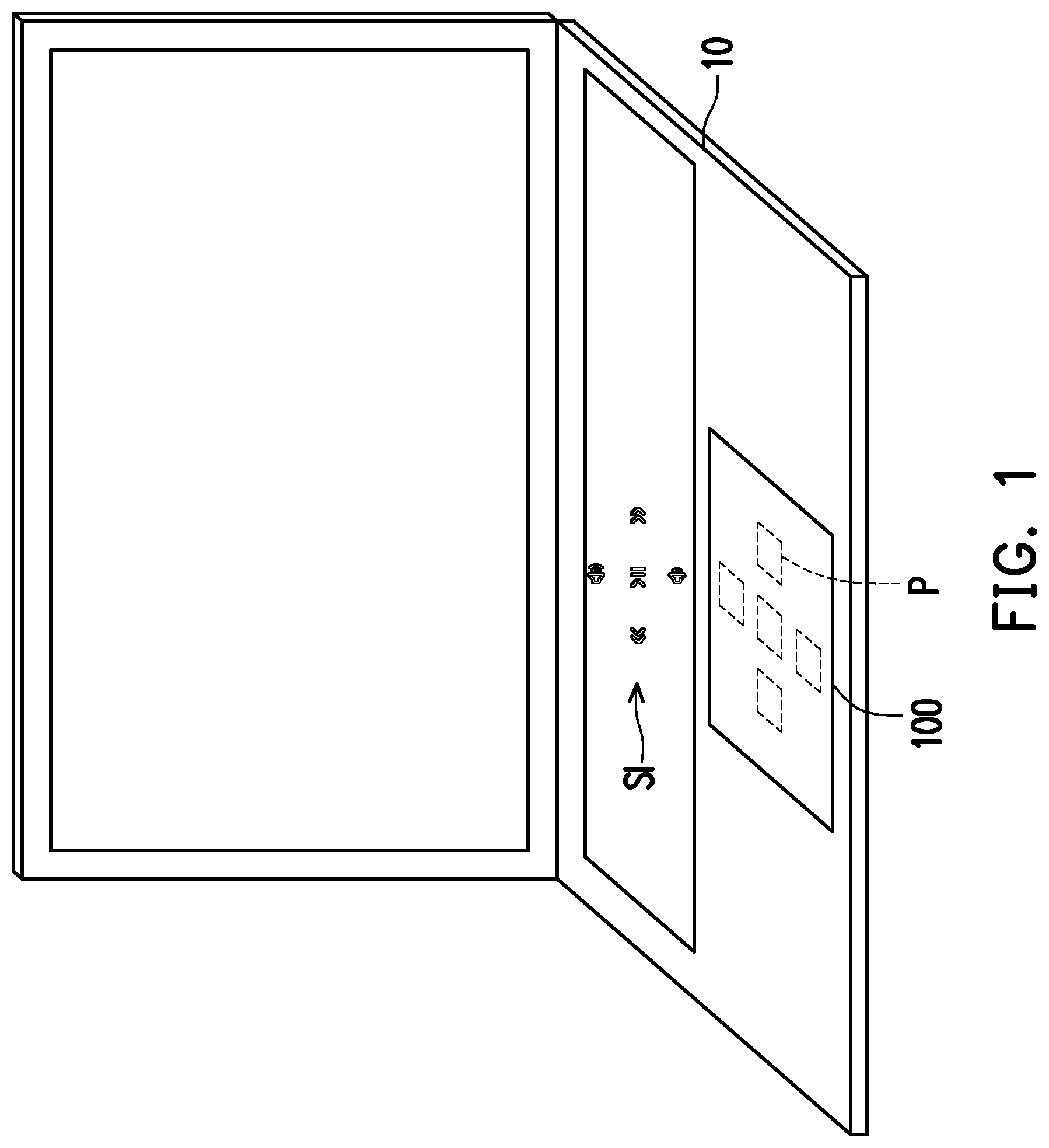 Patent US12547279 Figure 1 – Illuminated touchpad having parallax barrier light source module