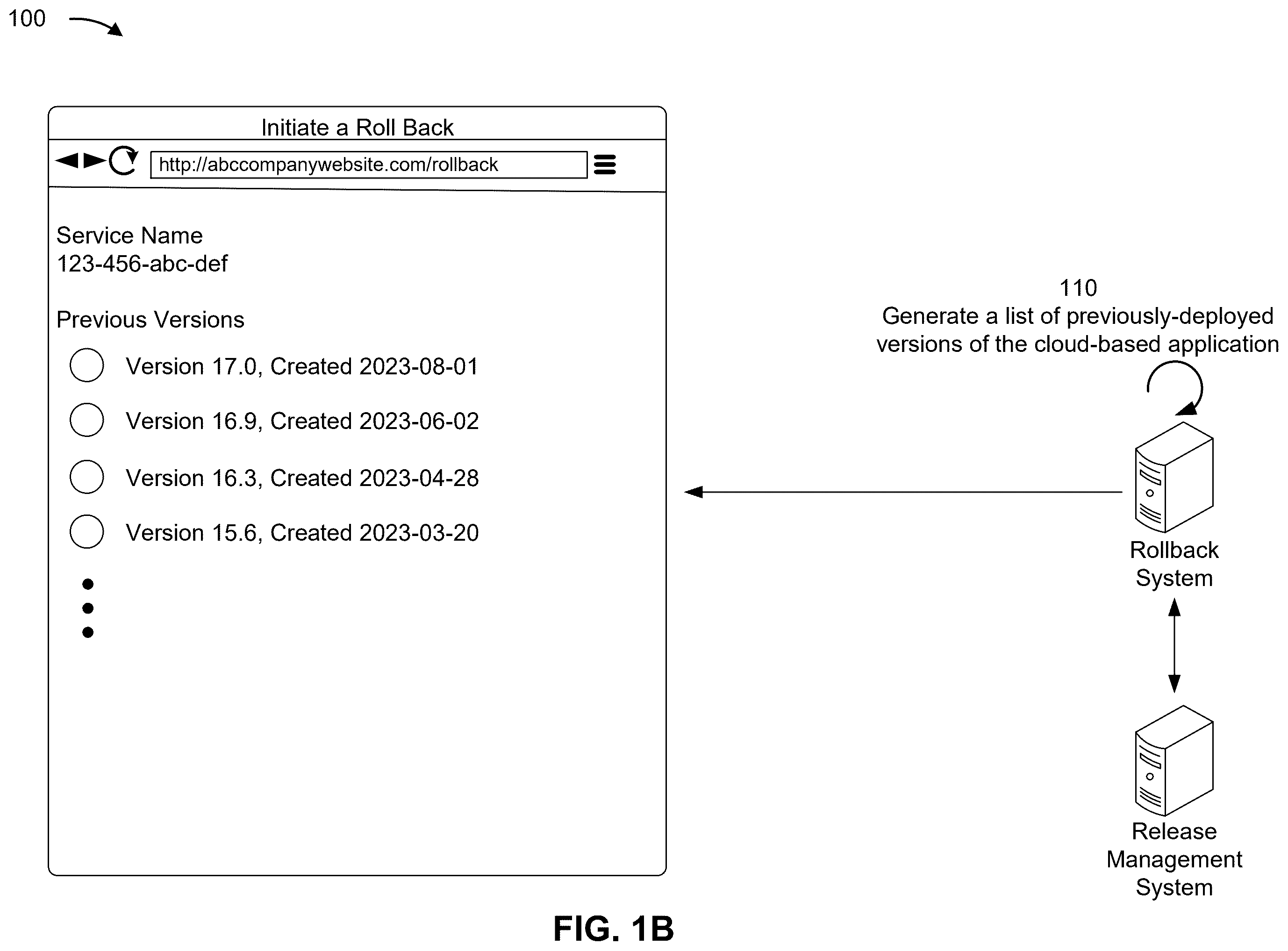 Patent US12547502 Figure 2 – Version rollback for cloud-based applications