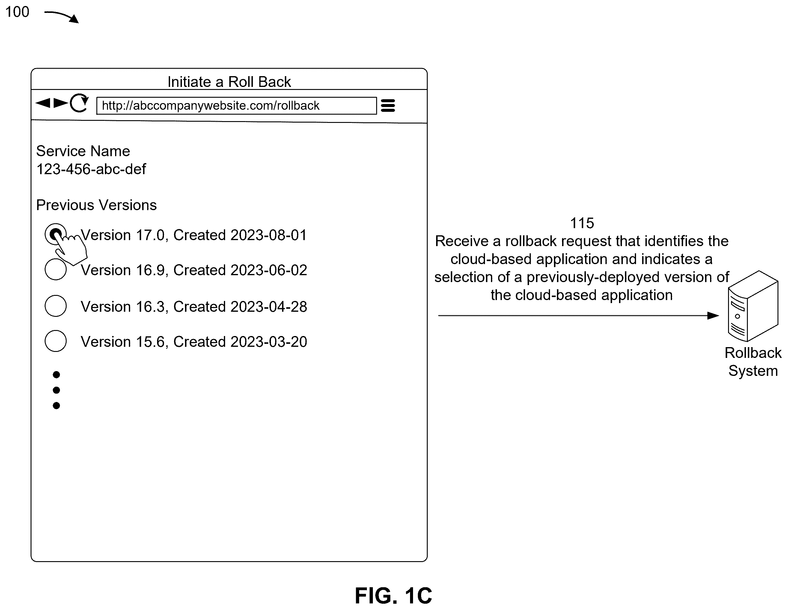 Patent US12547502 Figure 3 – Version rollback for cloud-based applications