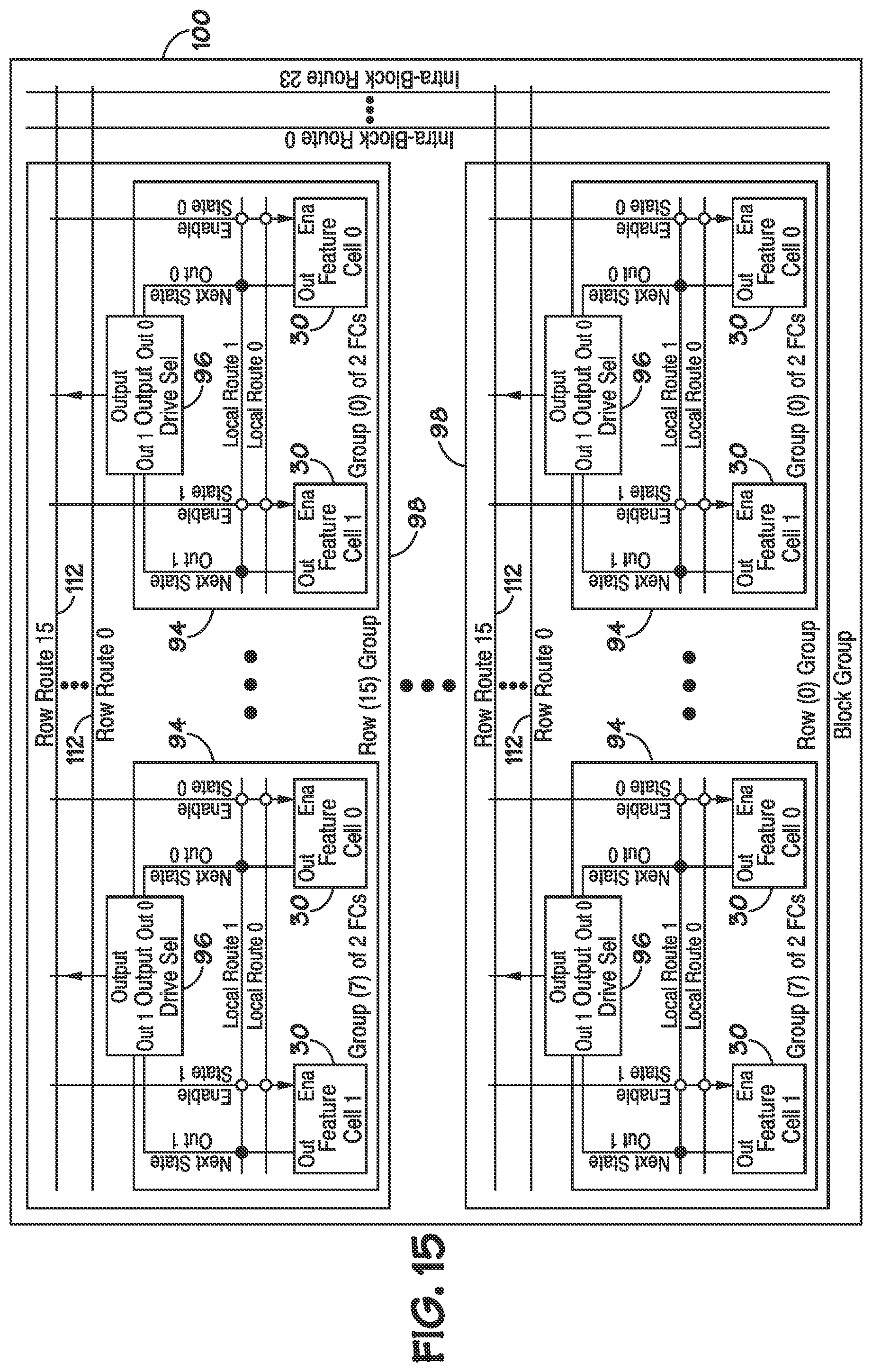 Patent US12547580 Figure 12 – Multi-level hierarchical routing matrices for pattern-recognition processors