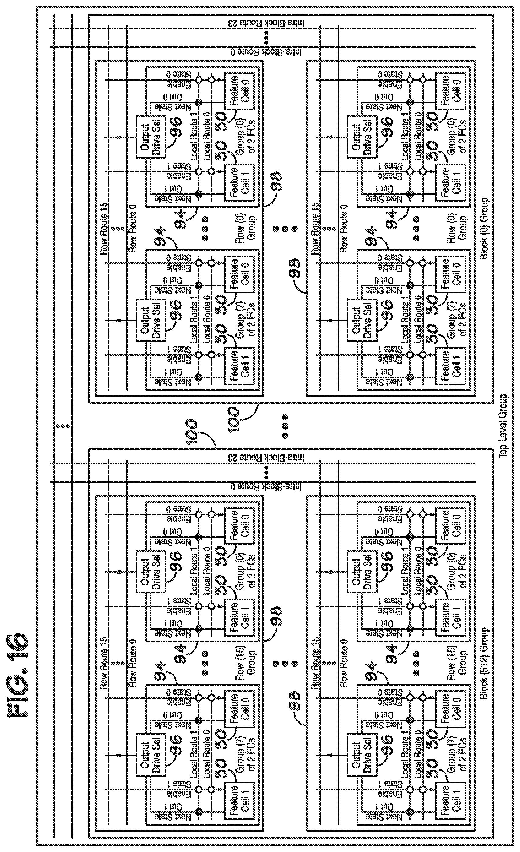 Patent US12547580 Figure 13 – Multi-level hierarchical routing matrices for pattern-recognition processors