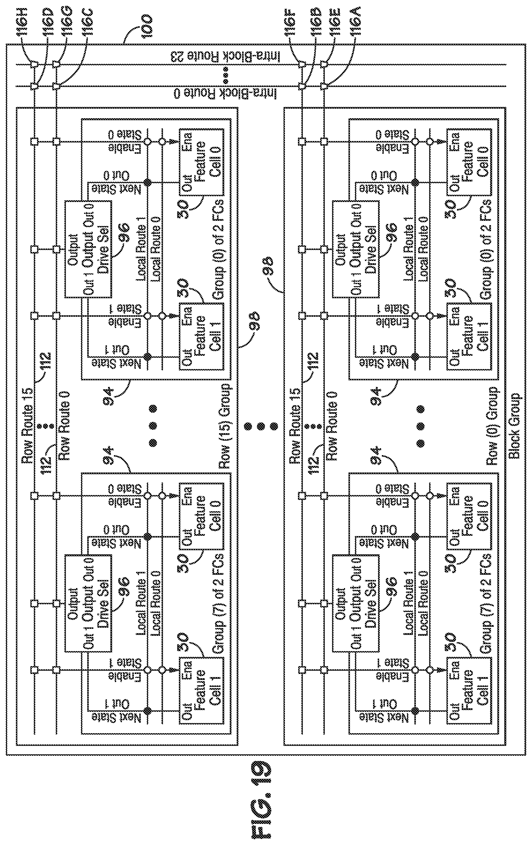 Patent US12547580 Figure 15 – Multi-level hierarchical routing matrices for pattern-recognition processors