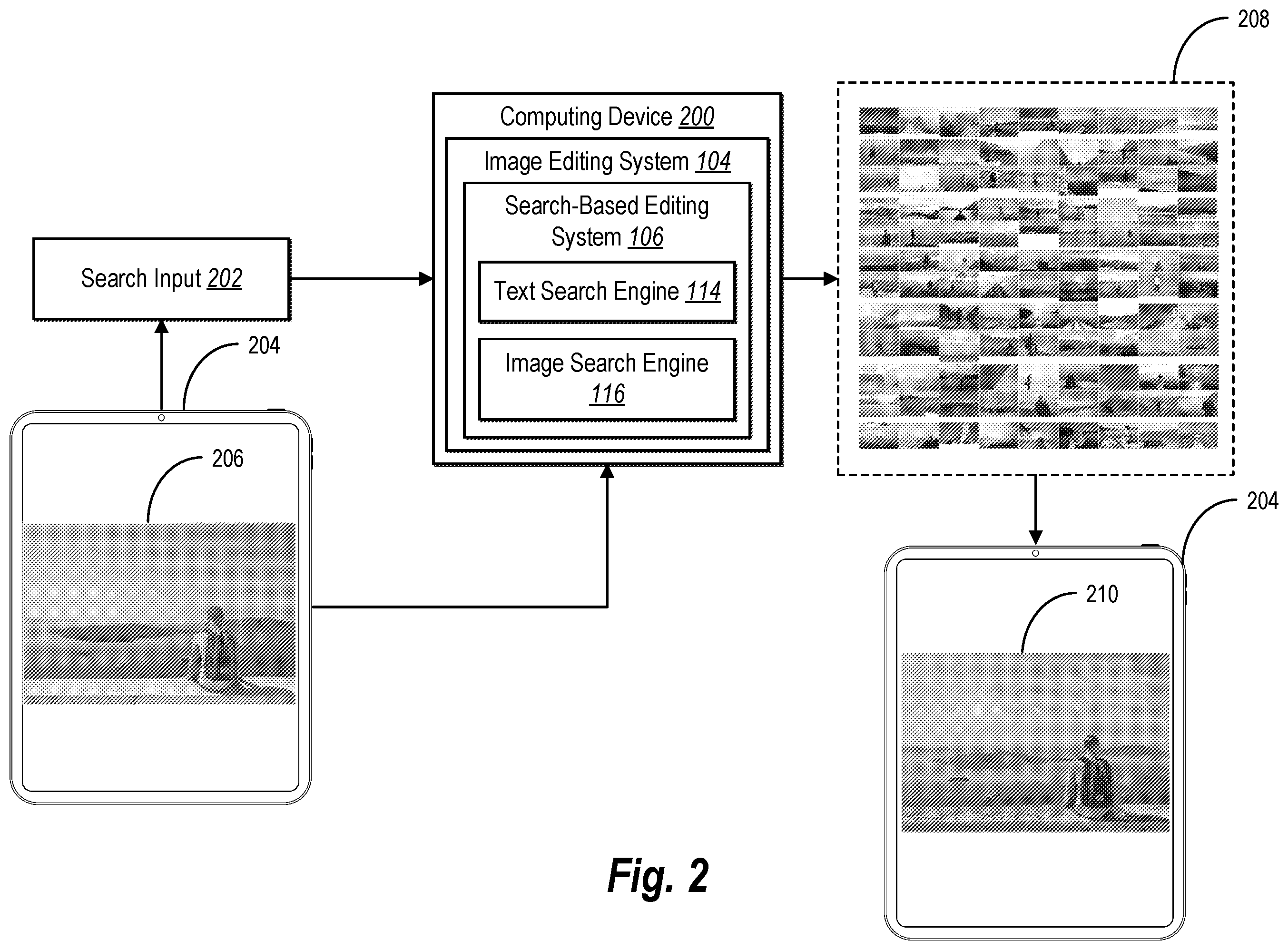 Patent US12547658 Figure 2 – Retrieving digital images in response to search queries for search-driven image editing