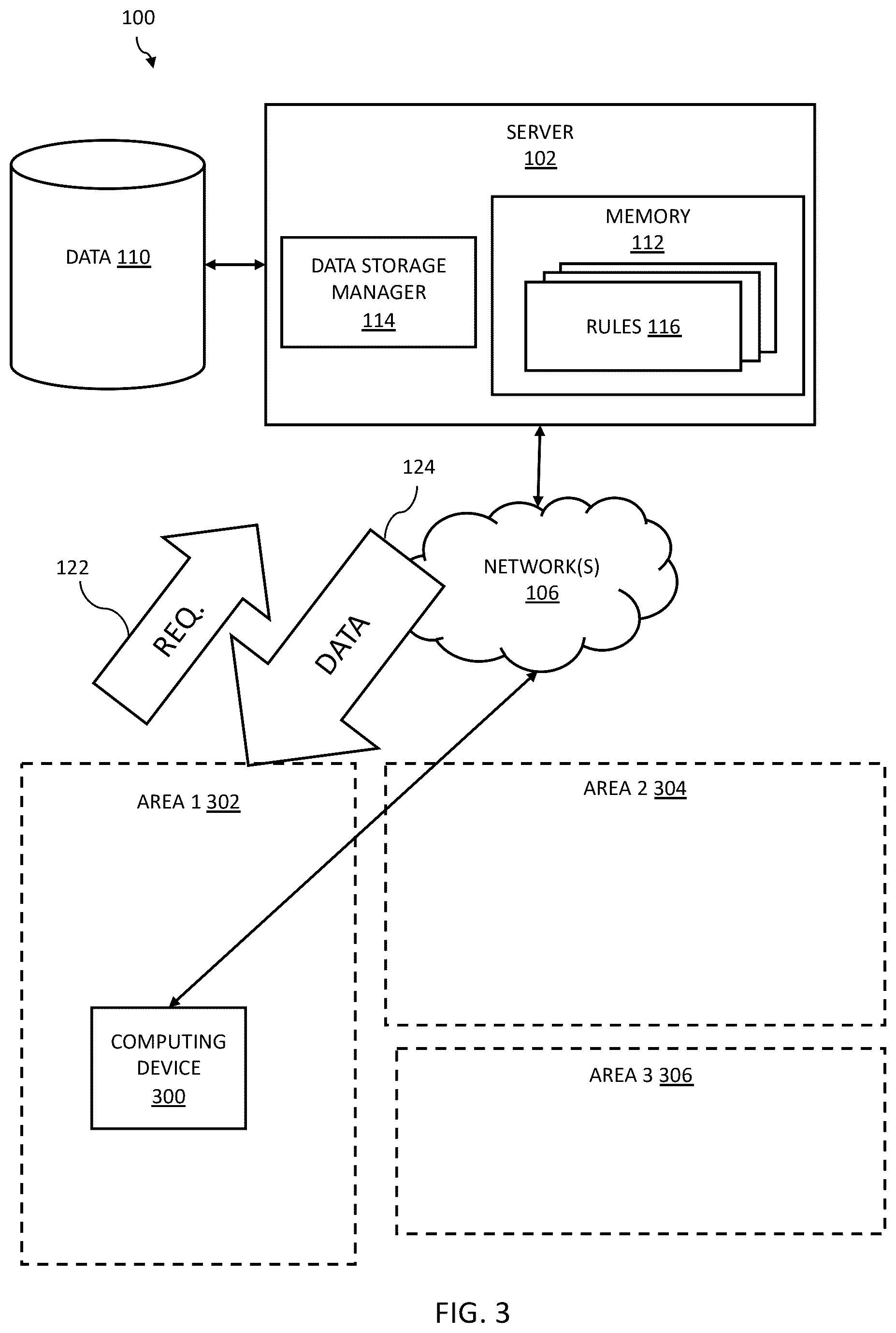 Patent US12547694 Figure 3 – Systems and methods for managing access to data based on a geographic location requirement