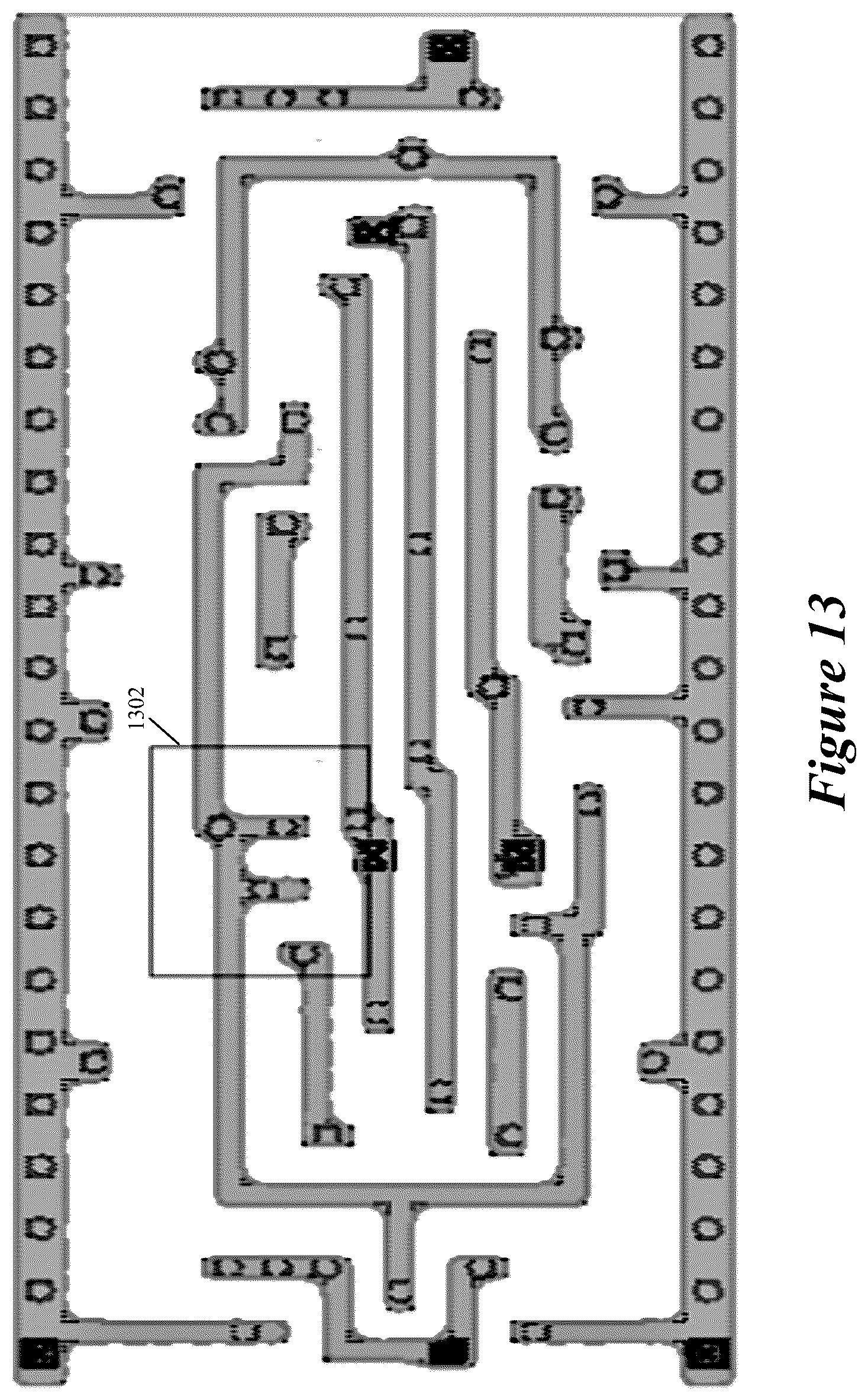 Patent US12547804 Figure 13 – Computing and displaying a predicted overlap shape in an IC design based on predicted manufacturing contours