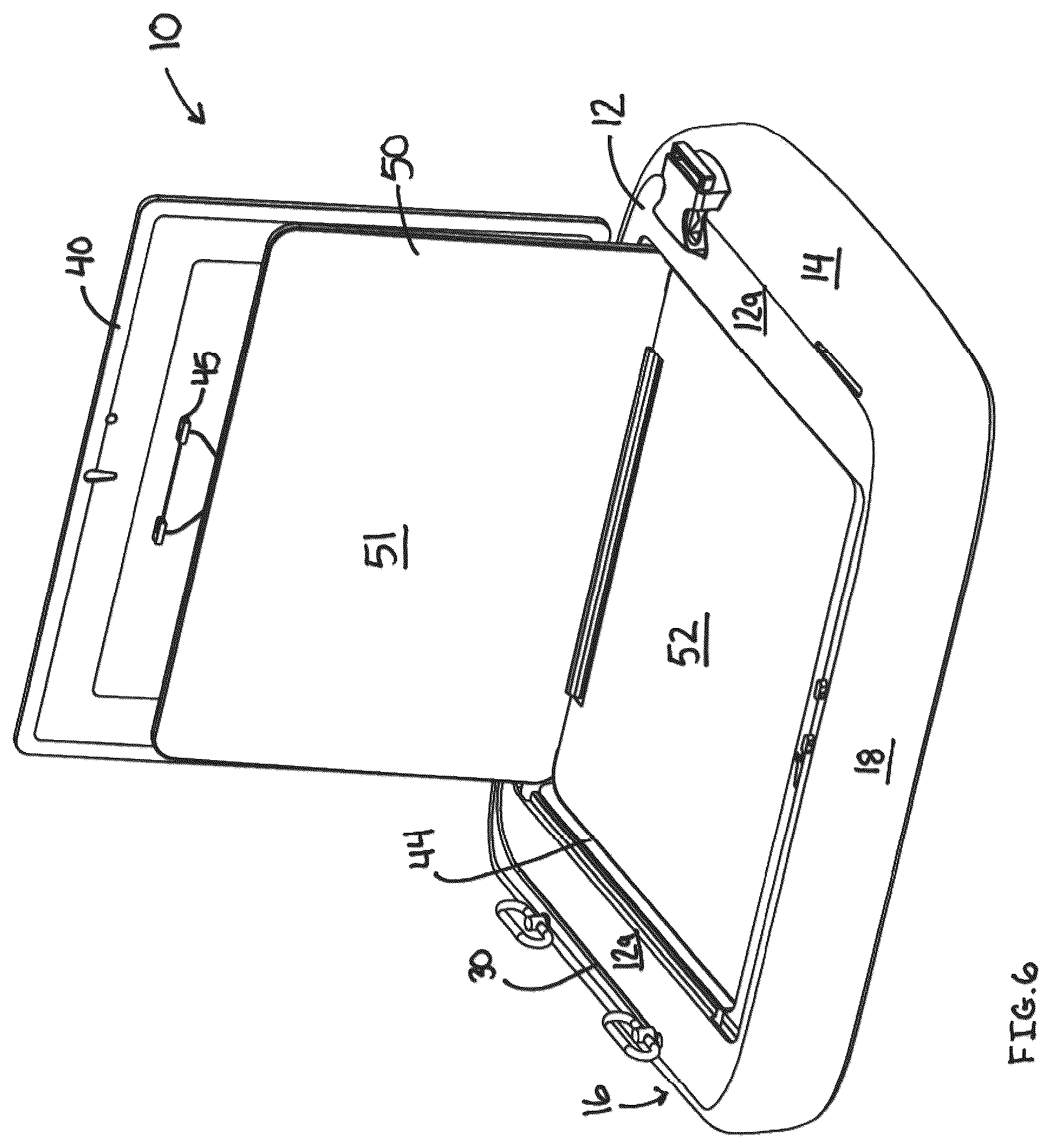 Patent US12551001 Figure 6 – Convertible carrying case