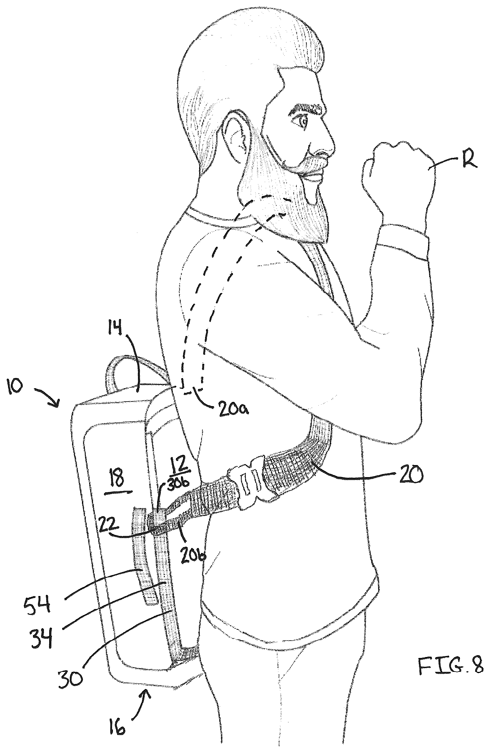 Patent US12551001 Figure 8 – Convertible carrying case