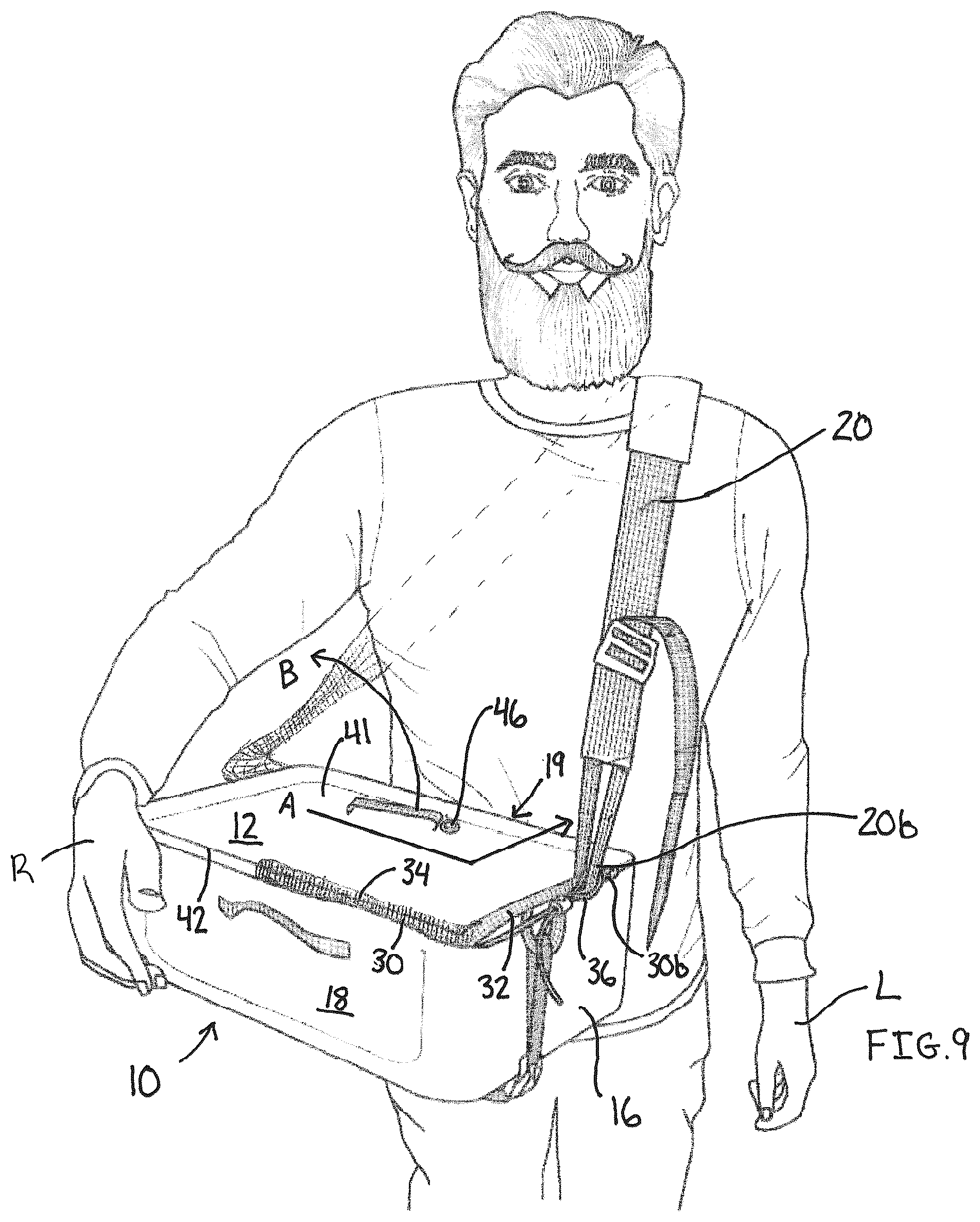 Patent US12551001 Figure 9 – Convertible carrying case