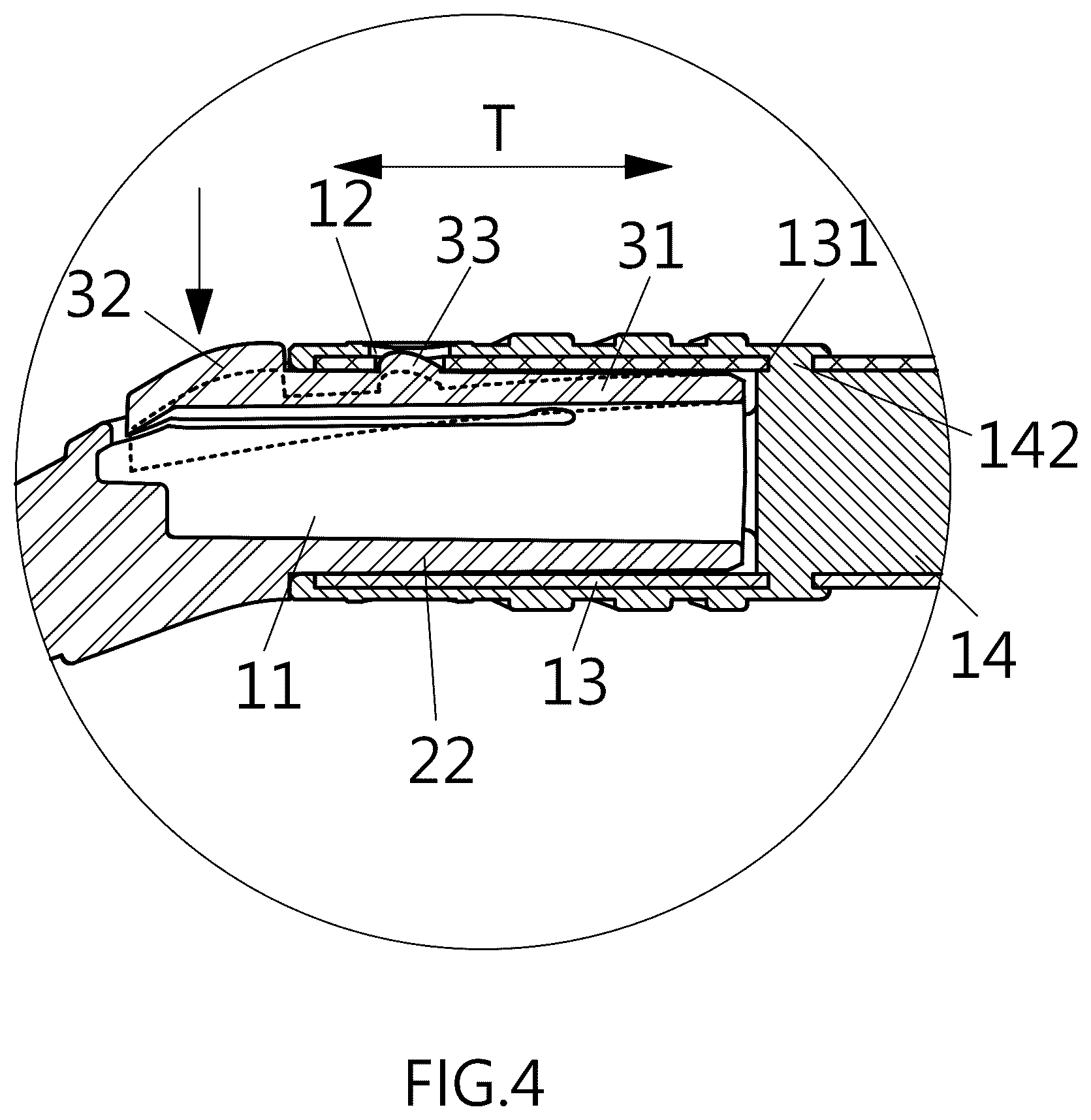 Patent US12551004 Figure 4 – Toothbrush with detachable brush head