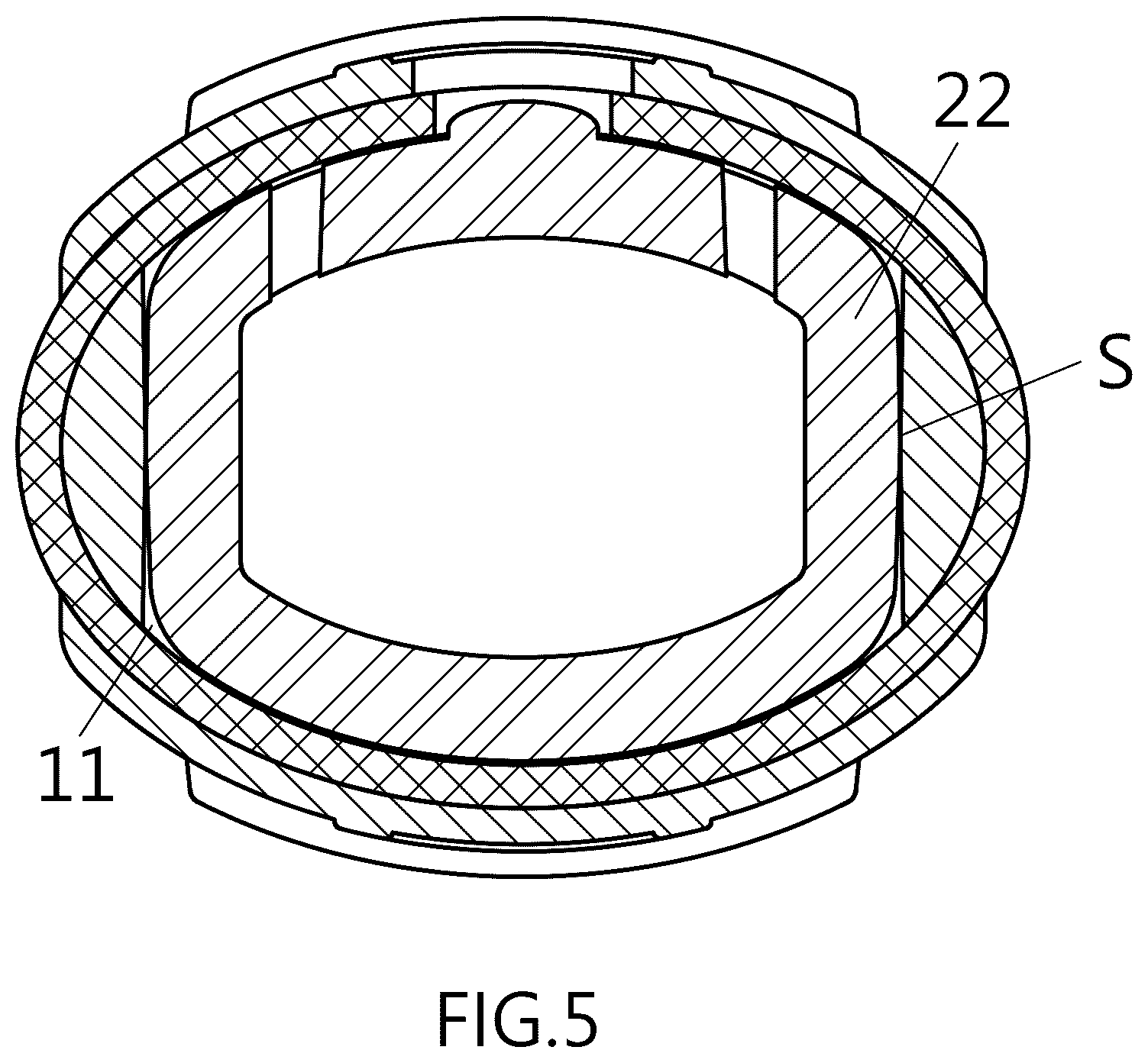 Patent US12551004 Figure 5 – Toothbrush with detachable brush head