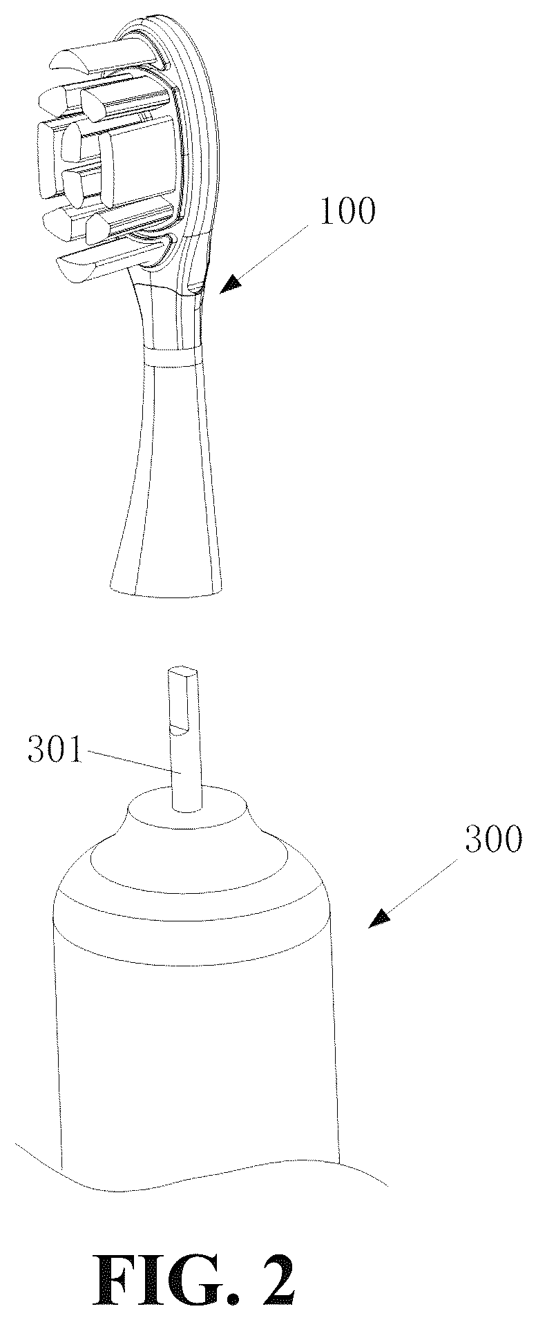 Patent US12551005 Figure 2 – Toothbrush and toothbrush head