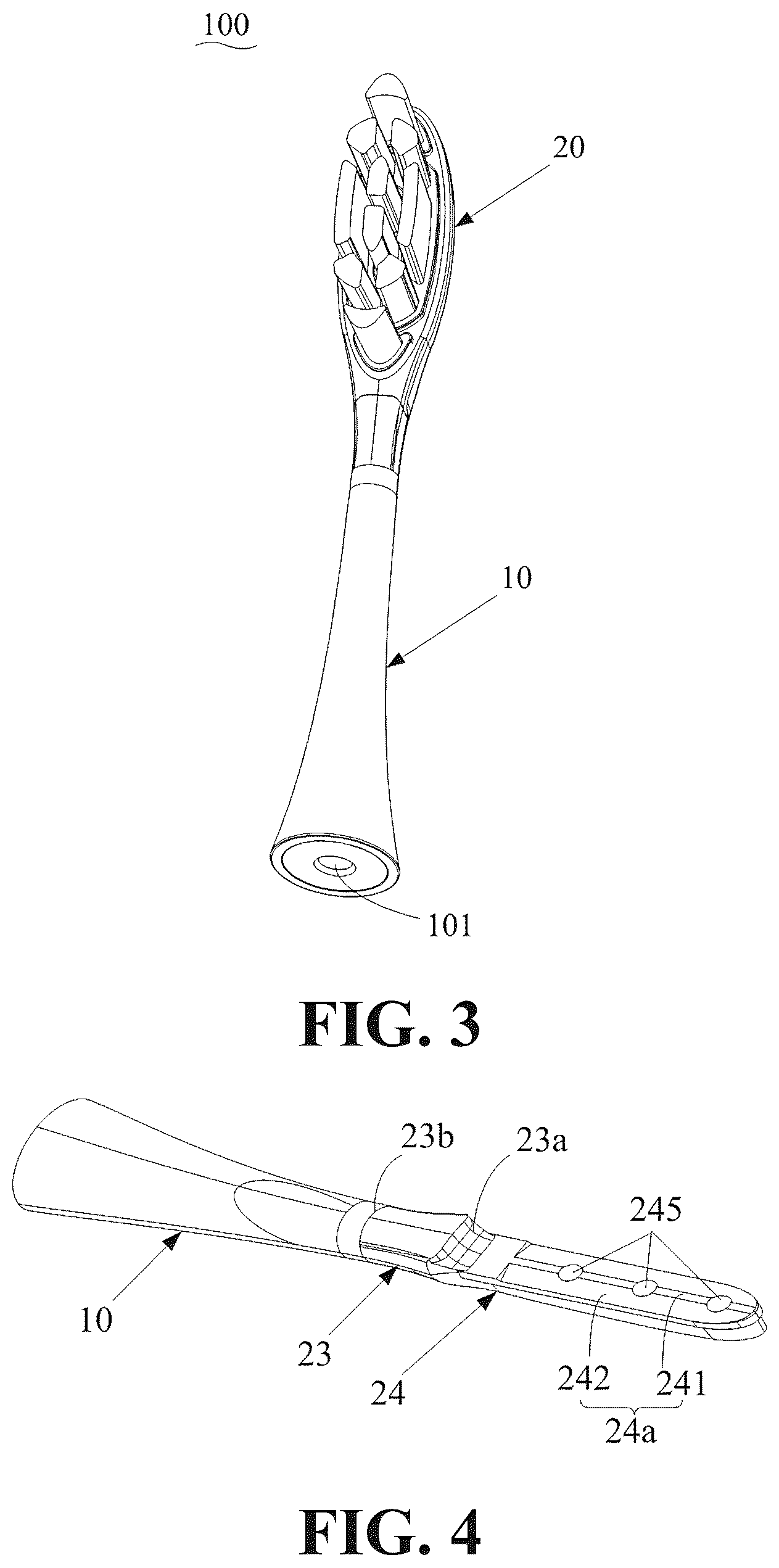 Patent US12551005 Figure 3 – Toothbrush and toothbrush head