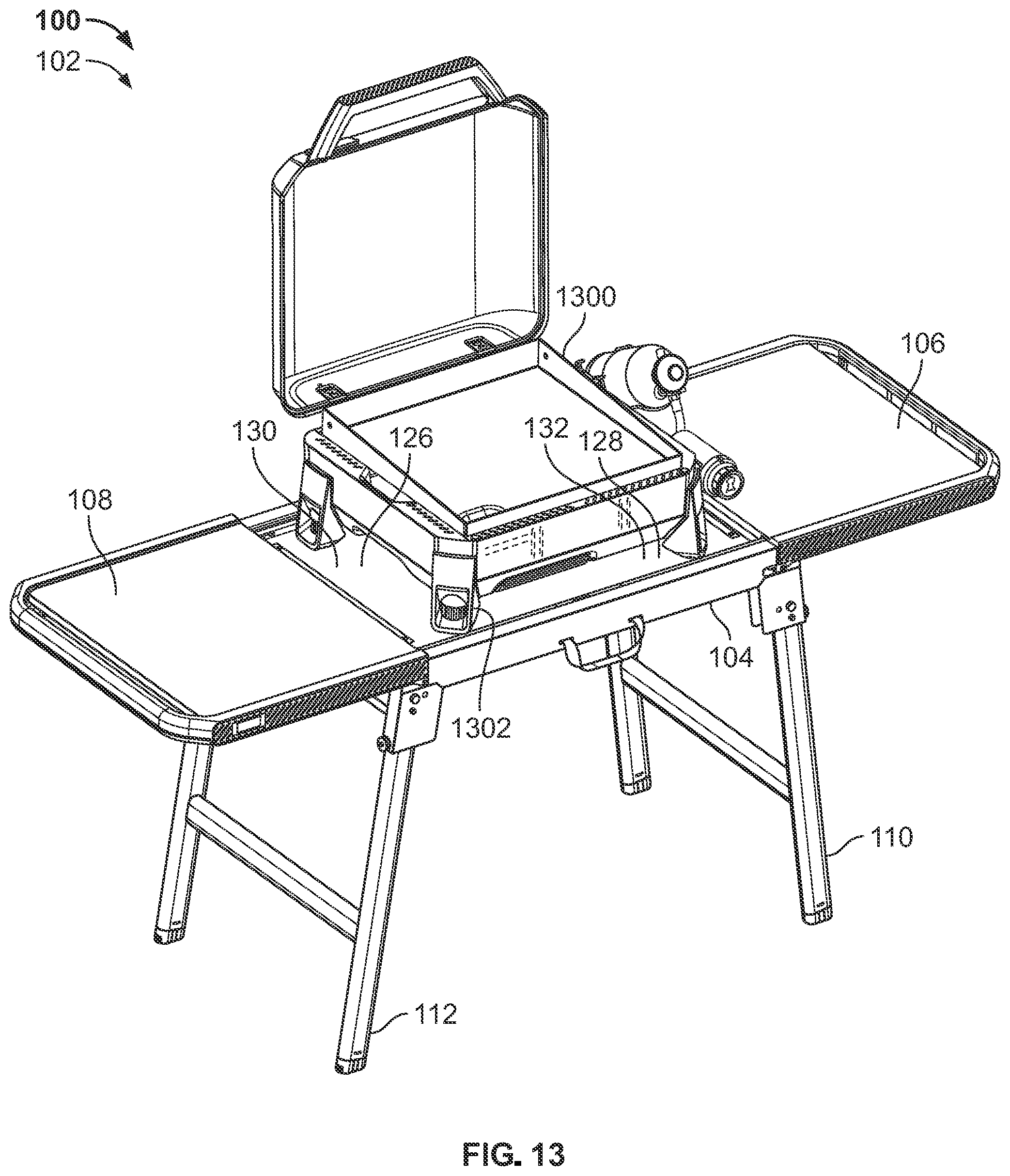 Patent US12551009 Figure 12 – Portable stands for portable grills
