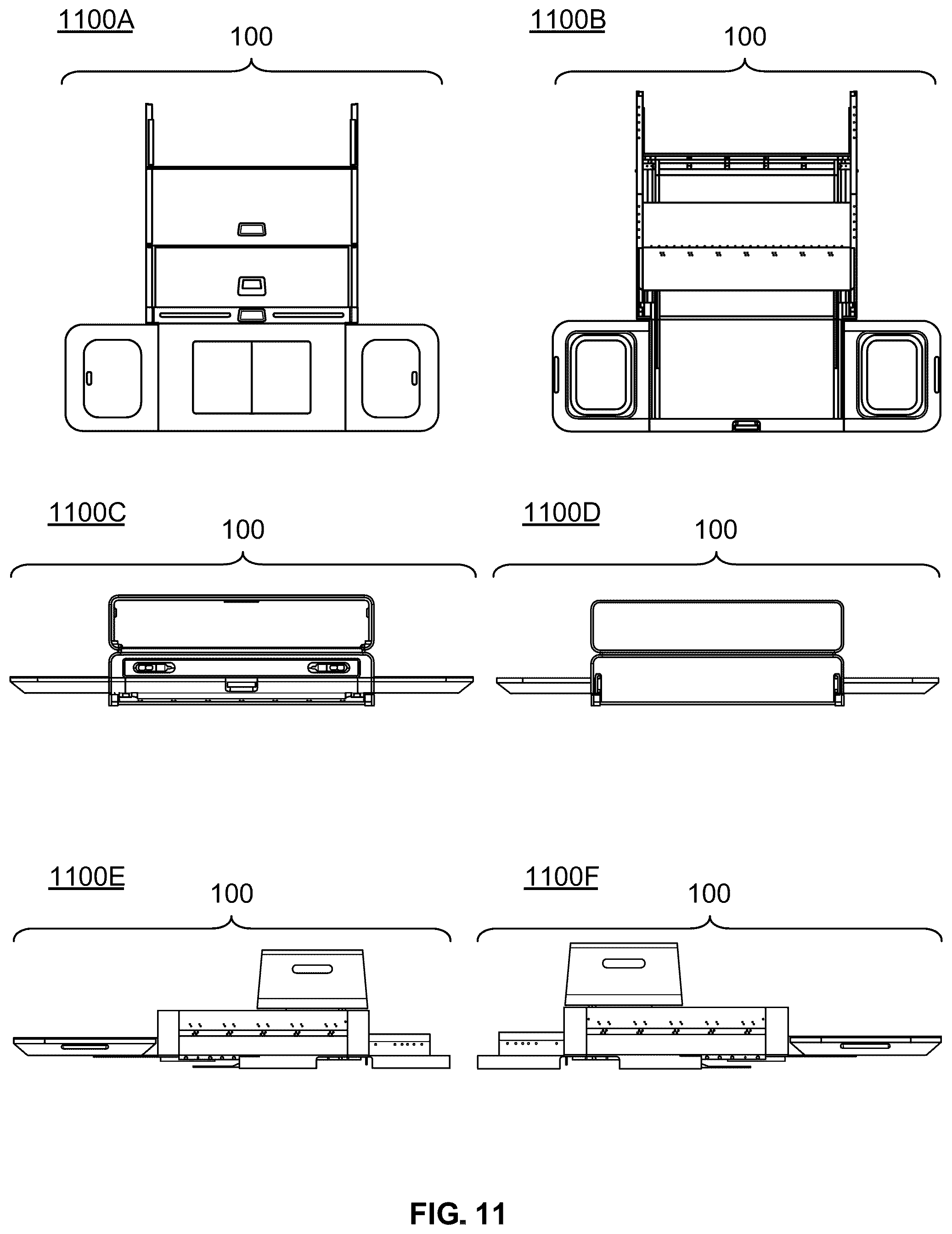Patent US12551012 Figure 11 – Modular kitchen mounting apparatus