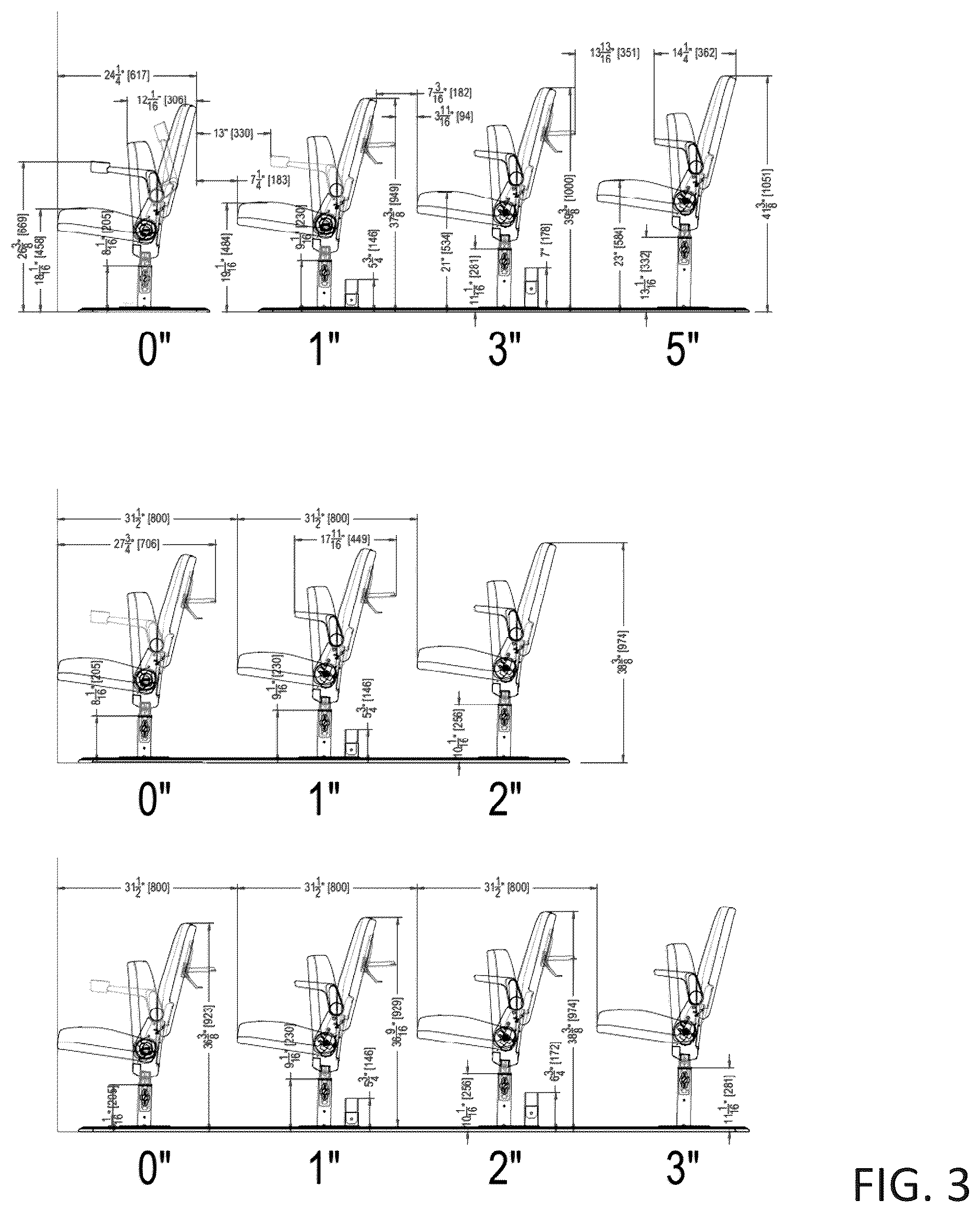 Patent US12551014 Figure 3 – Adjustable floor track and seating system for tiered seating