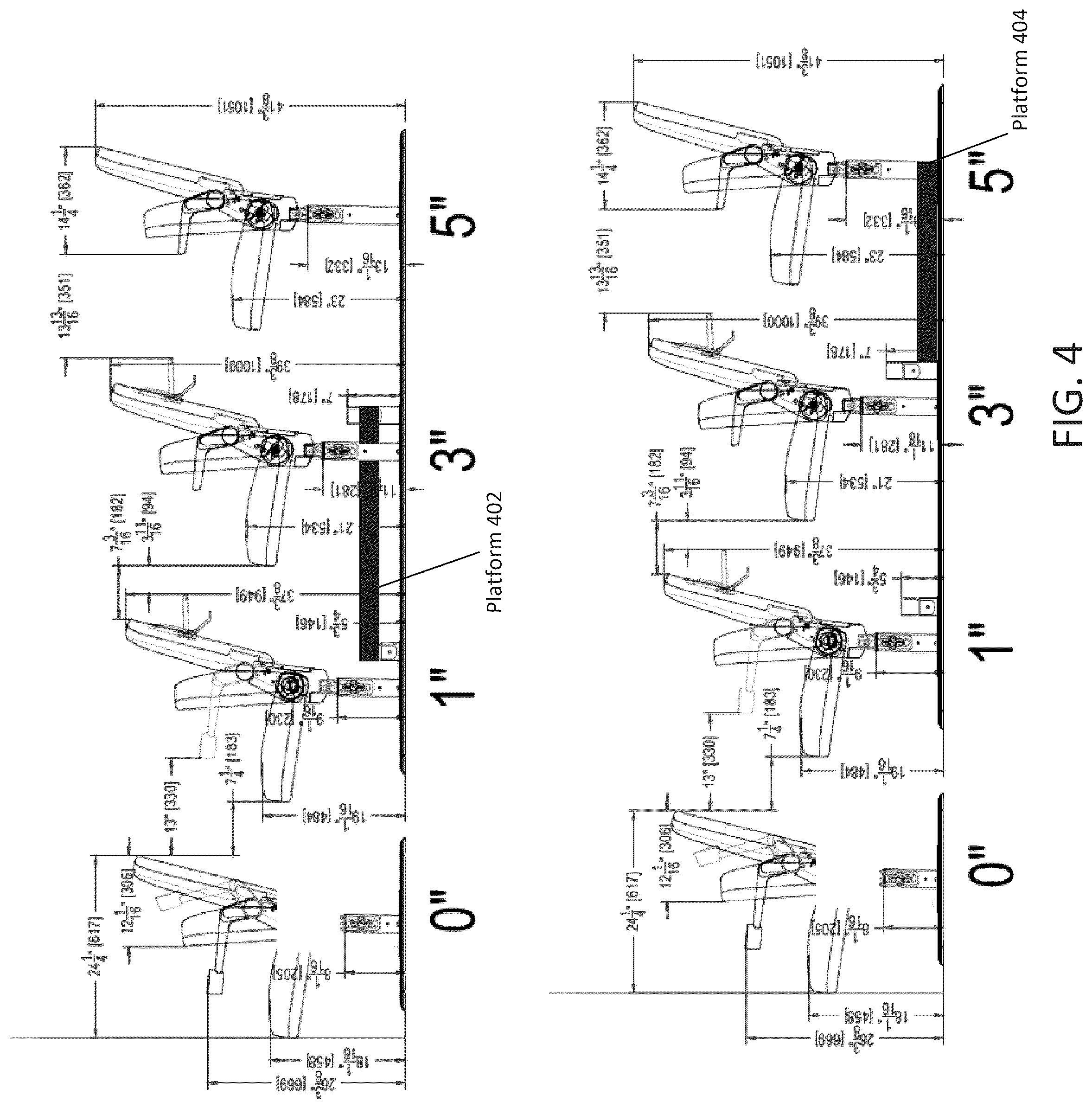 Patent US12551014 Figure 4 – Adjustable floor track and seating system for tiered seating