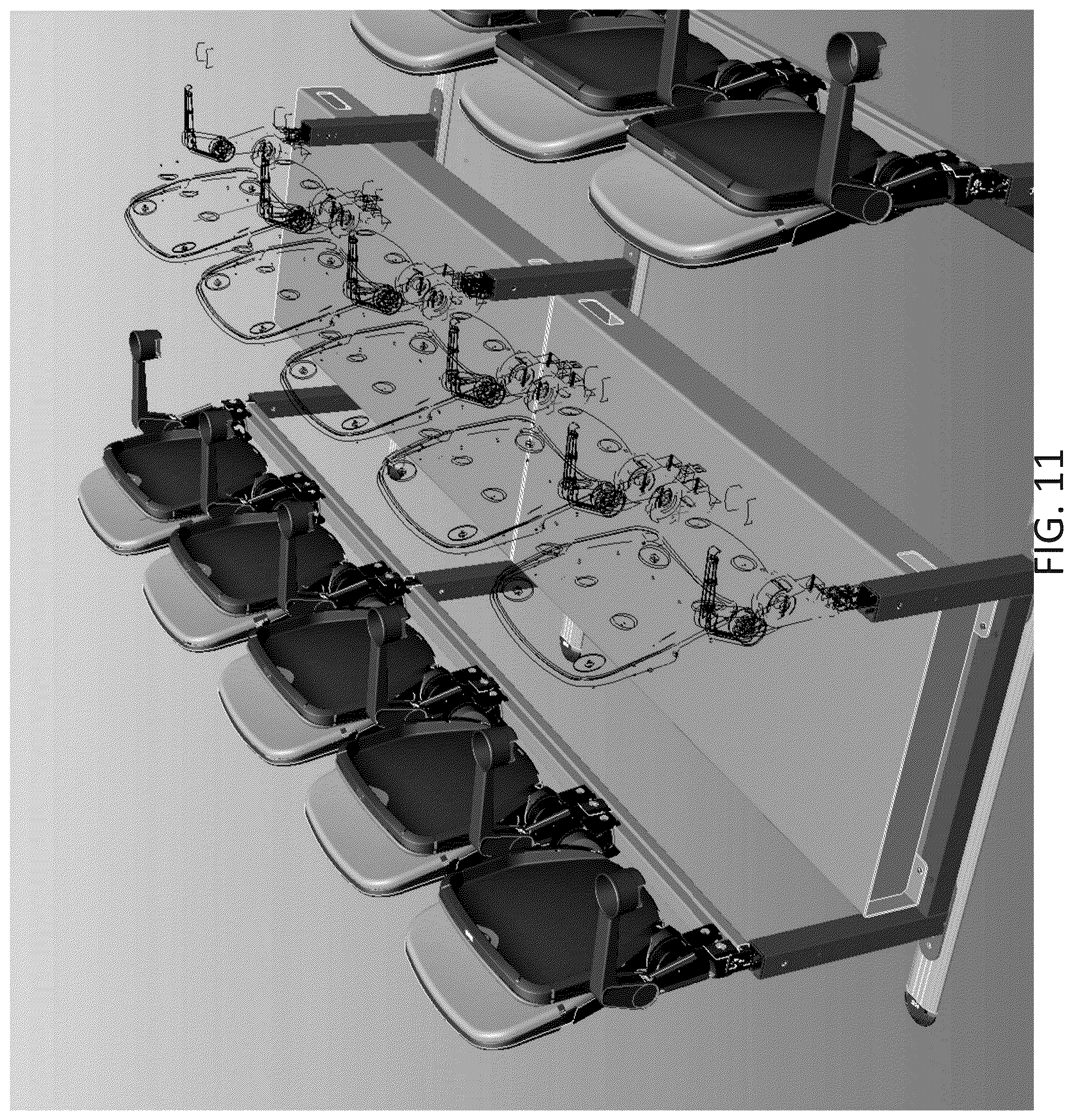 Patent US12551014 Figure 11 – Adjustable floor track and seating system for tiered seating