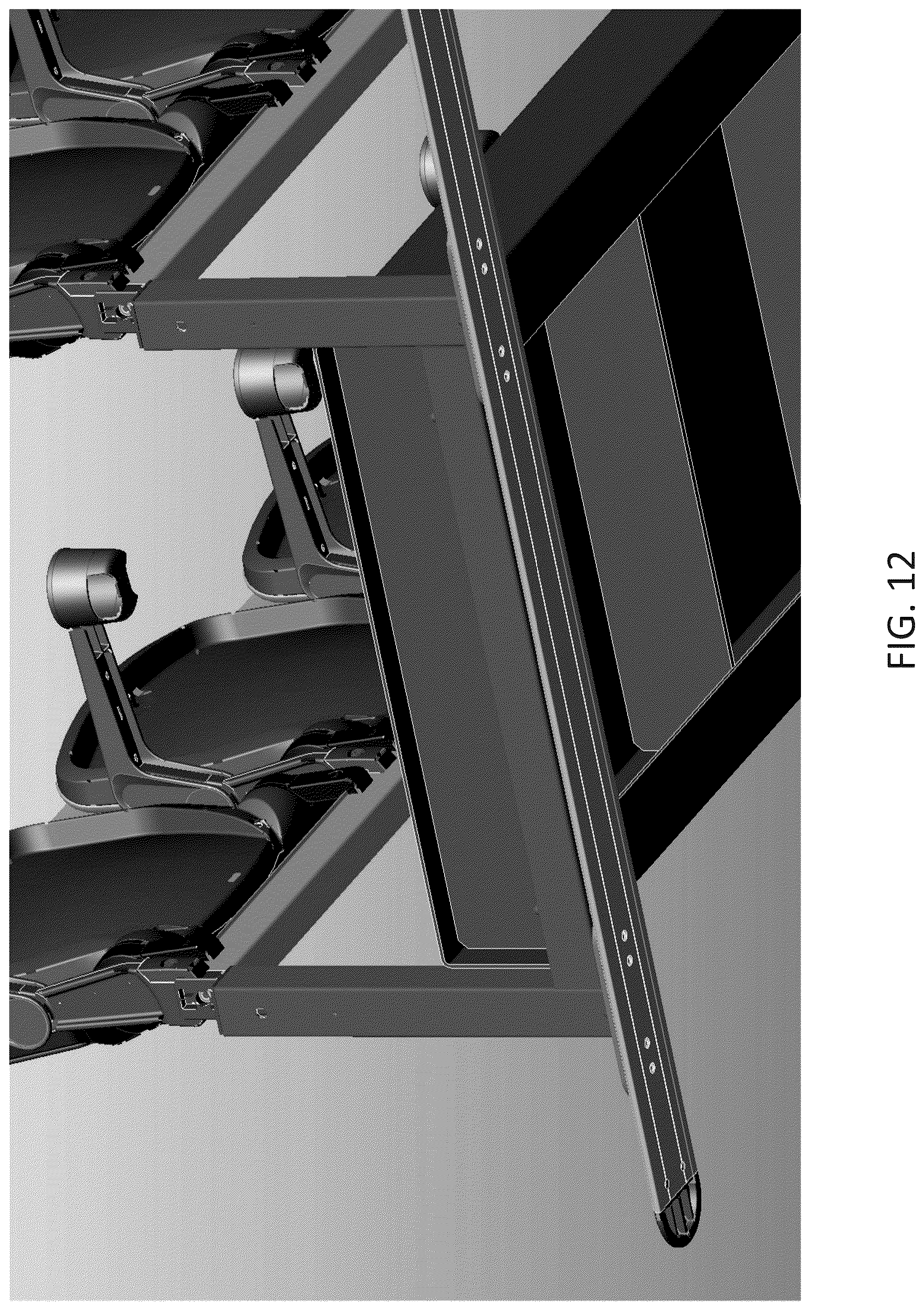 Patent US12551014 Figure 12 – Adjustable floor track and seating system for tiered seating