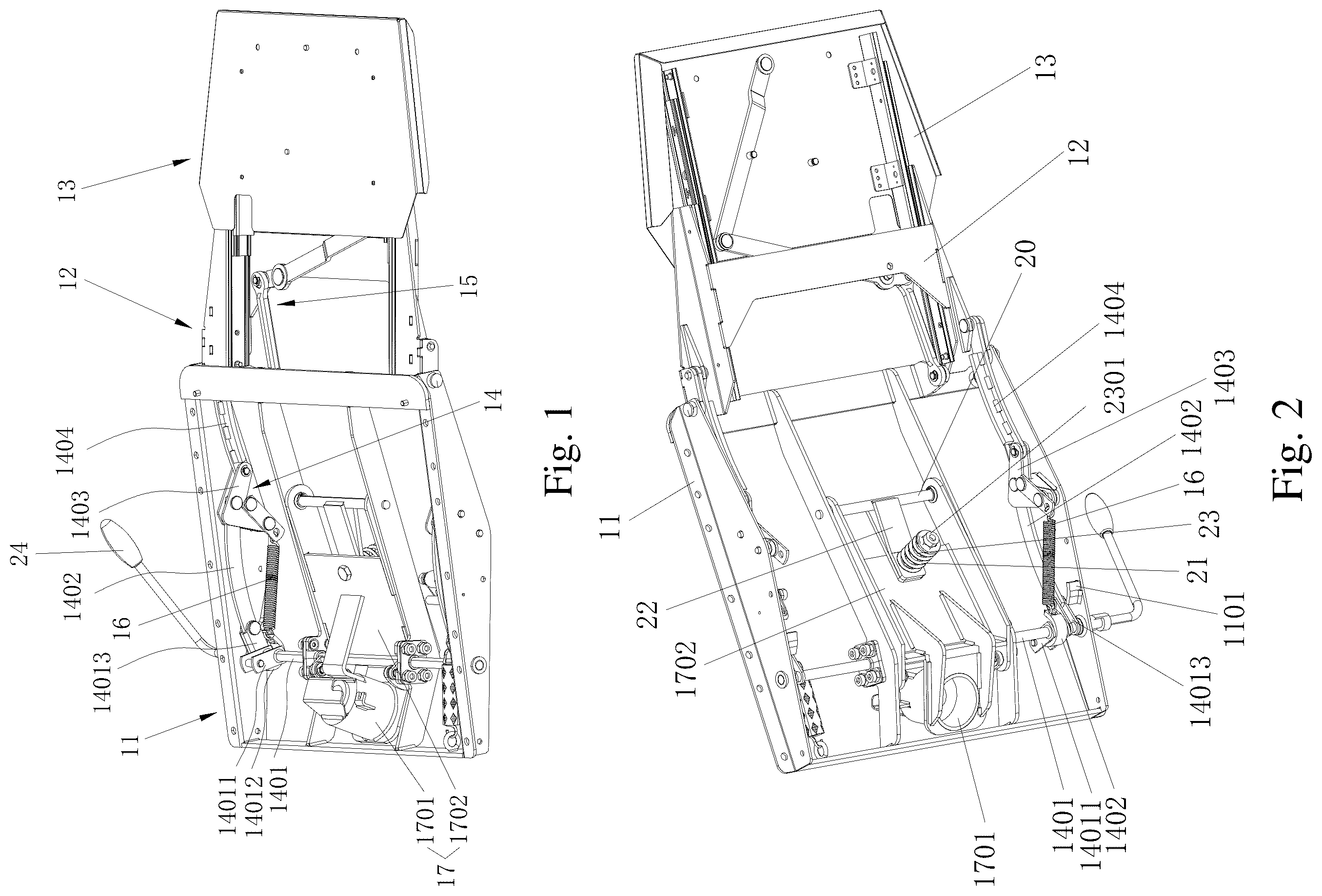 Patent US12551018 Figure 1 – Support structure and seat