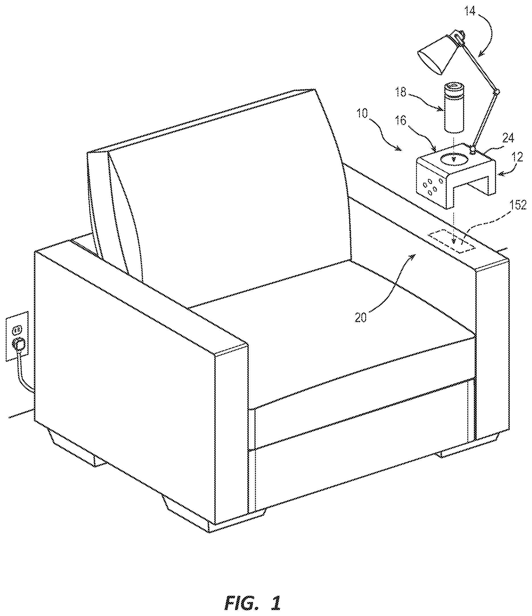 Patent US12551020 Figure 1 – Furniture console and methods of using the same