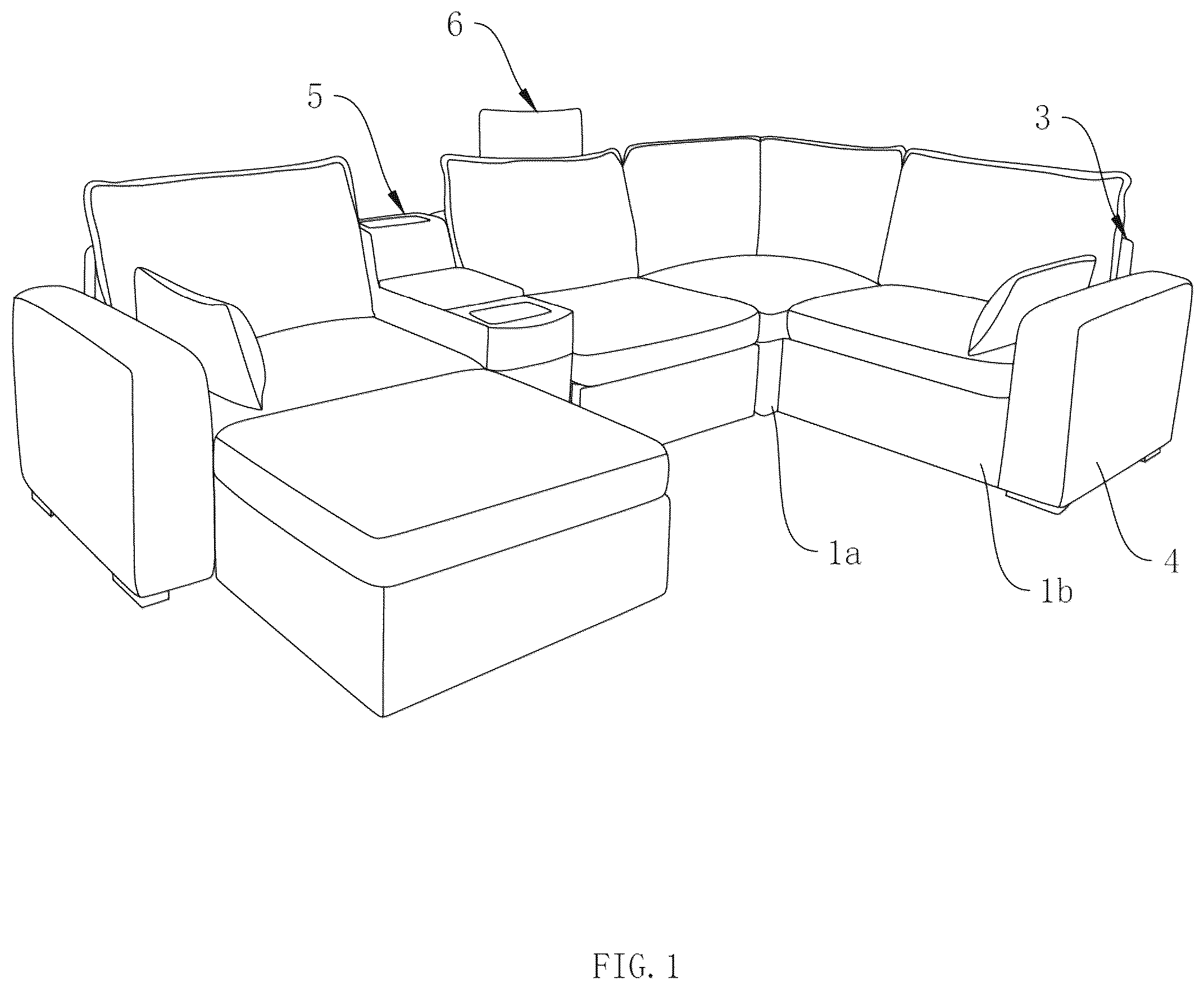 Patent US12551021 — Modular sofa assembly — Figure 1