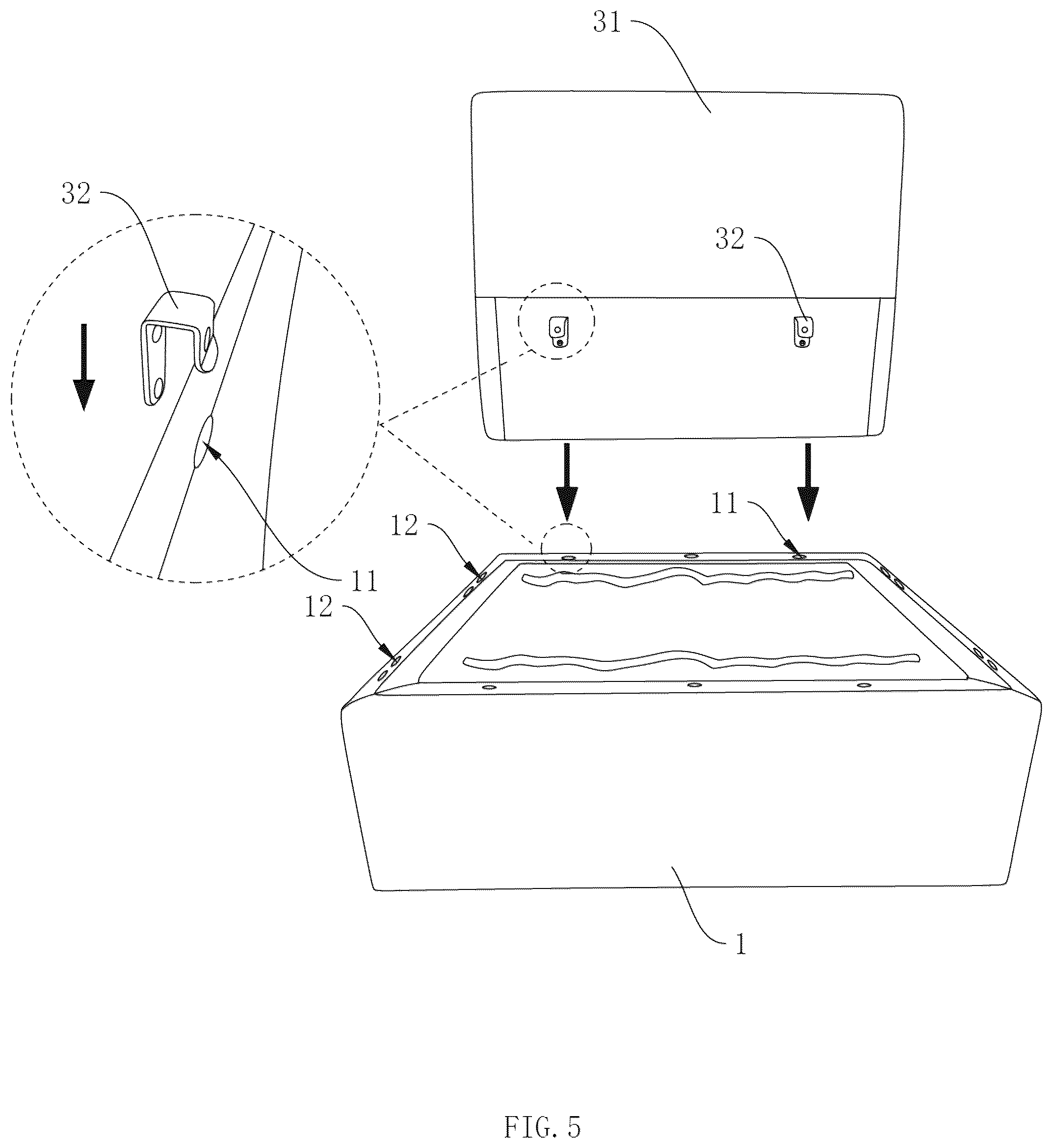 Patent US12551021 Figure 5 – Modular sofa assembly