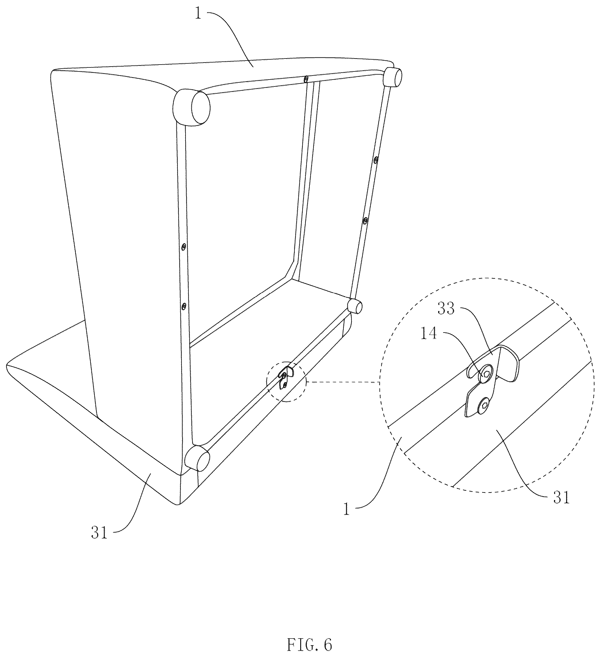 Patent US12551021 Figure 6 – Modular sofa assembly