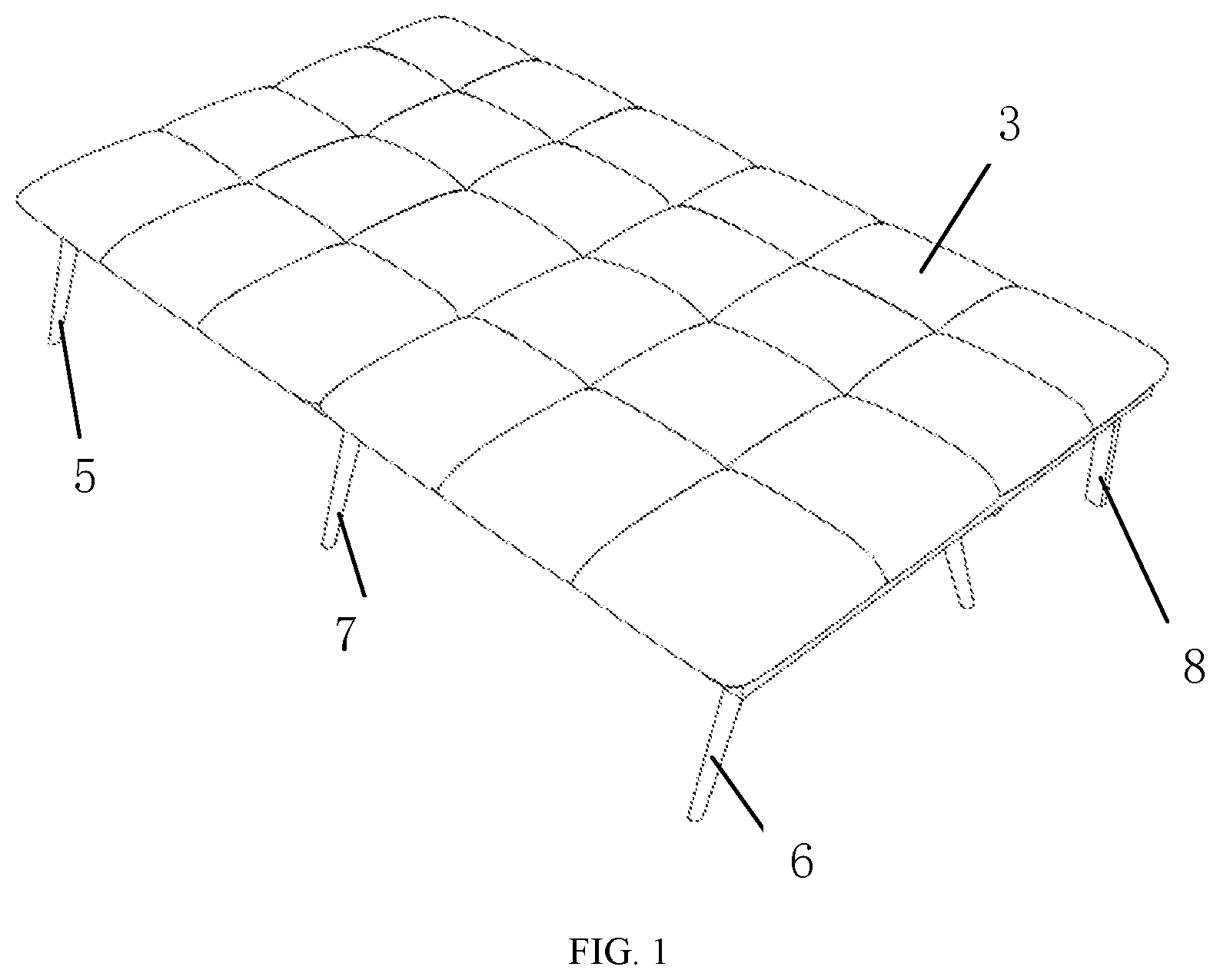 Patent US12551022 Figure 1 – Folding sofa