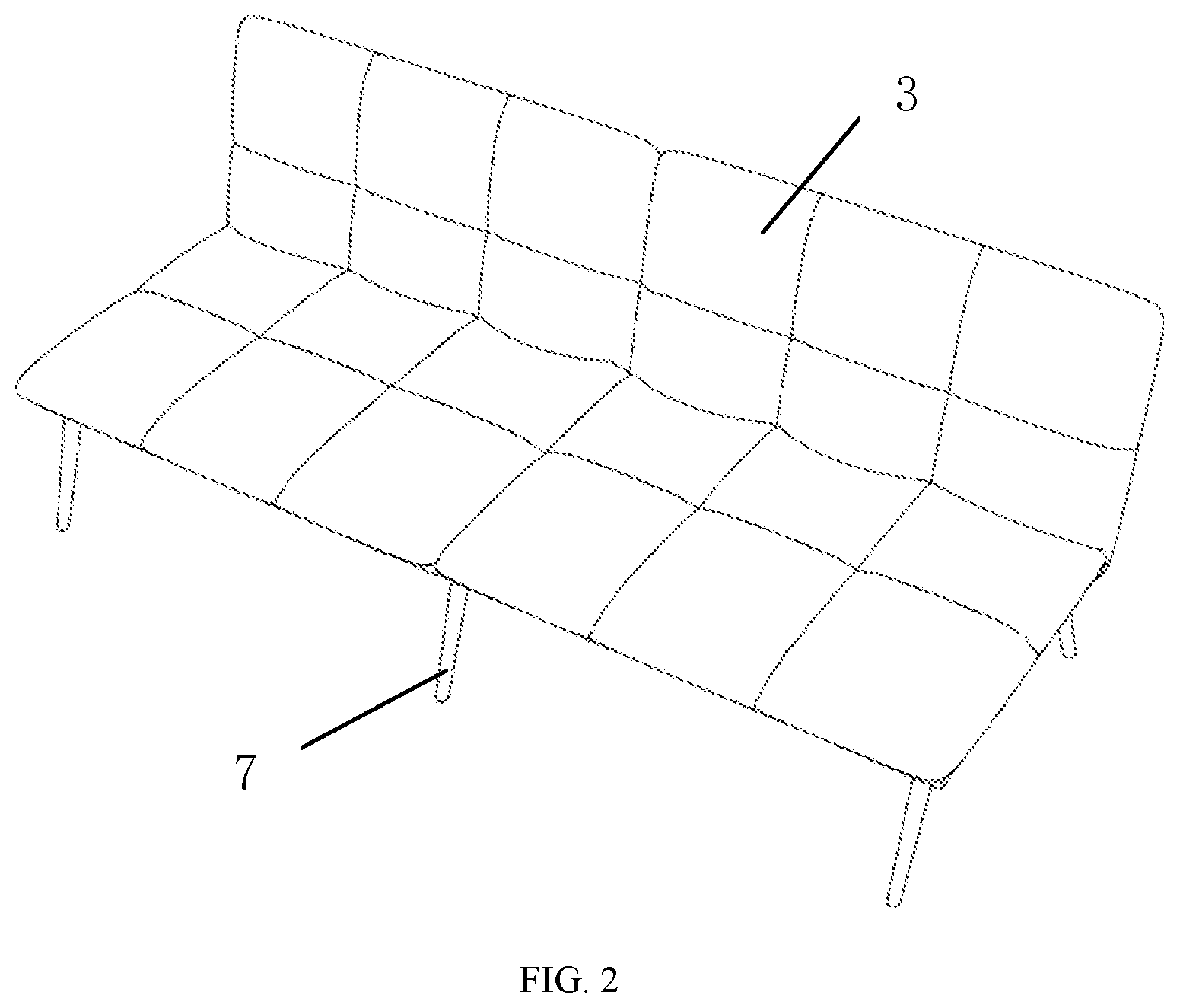 Patent US12551022 Figure 2 – Folding sofa
