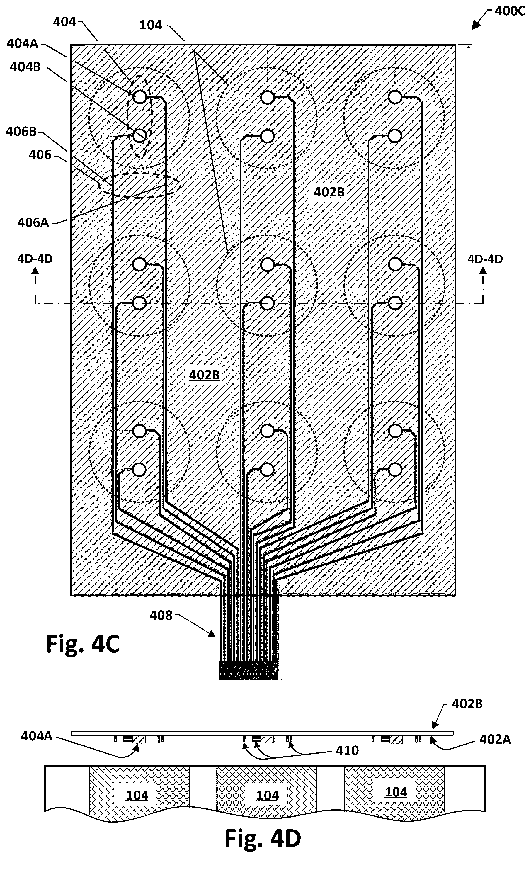 Patent US12551027 Figure 4 – Nonwoven smart cushion with in-place functionalized pressure sensing and thermoplastic heat sealed multi-region measurement coupling