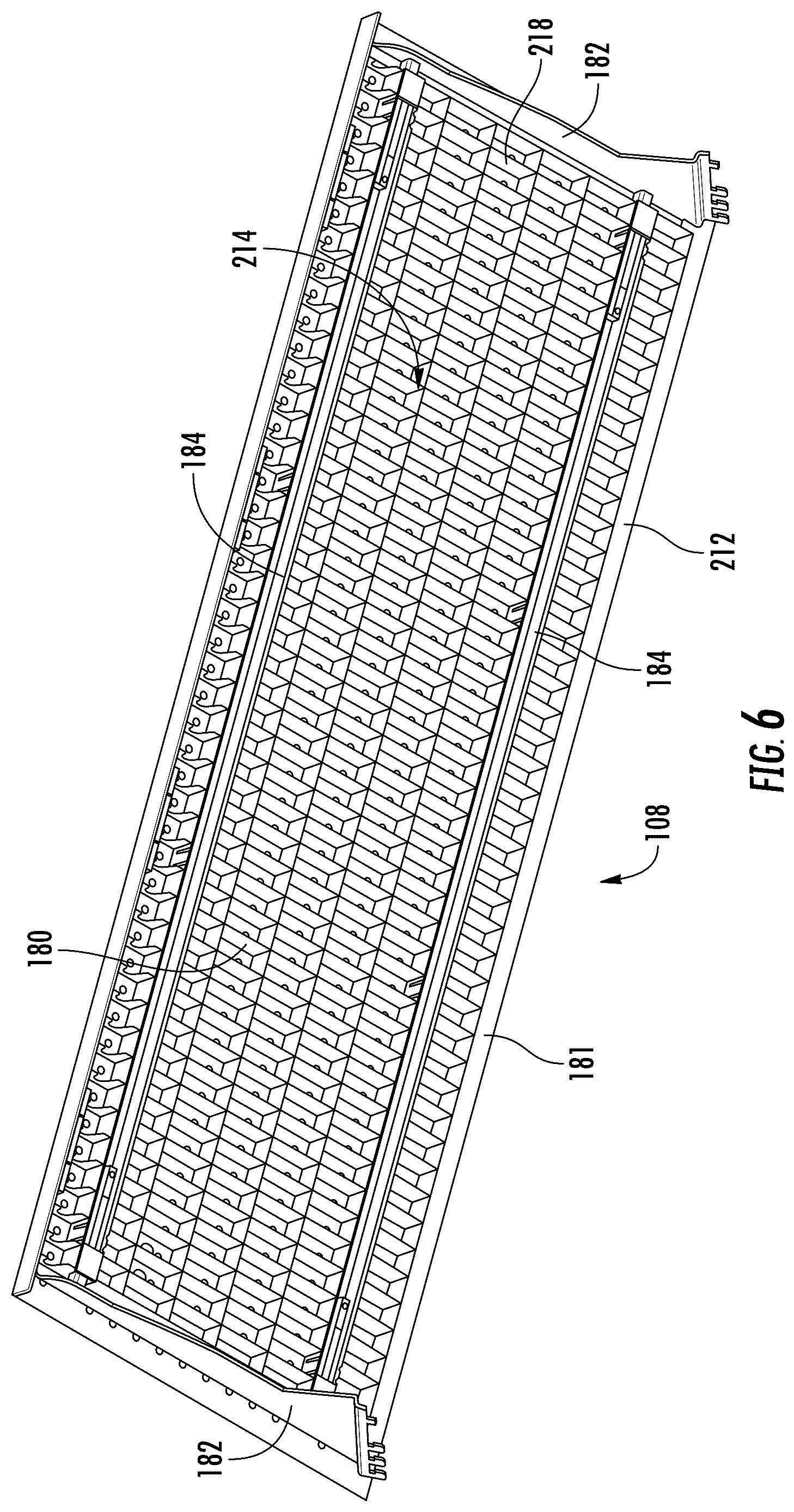 Patent US12551031 Figure 6 – Retail merchandise shelving system and deck panels for same