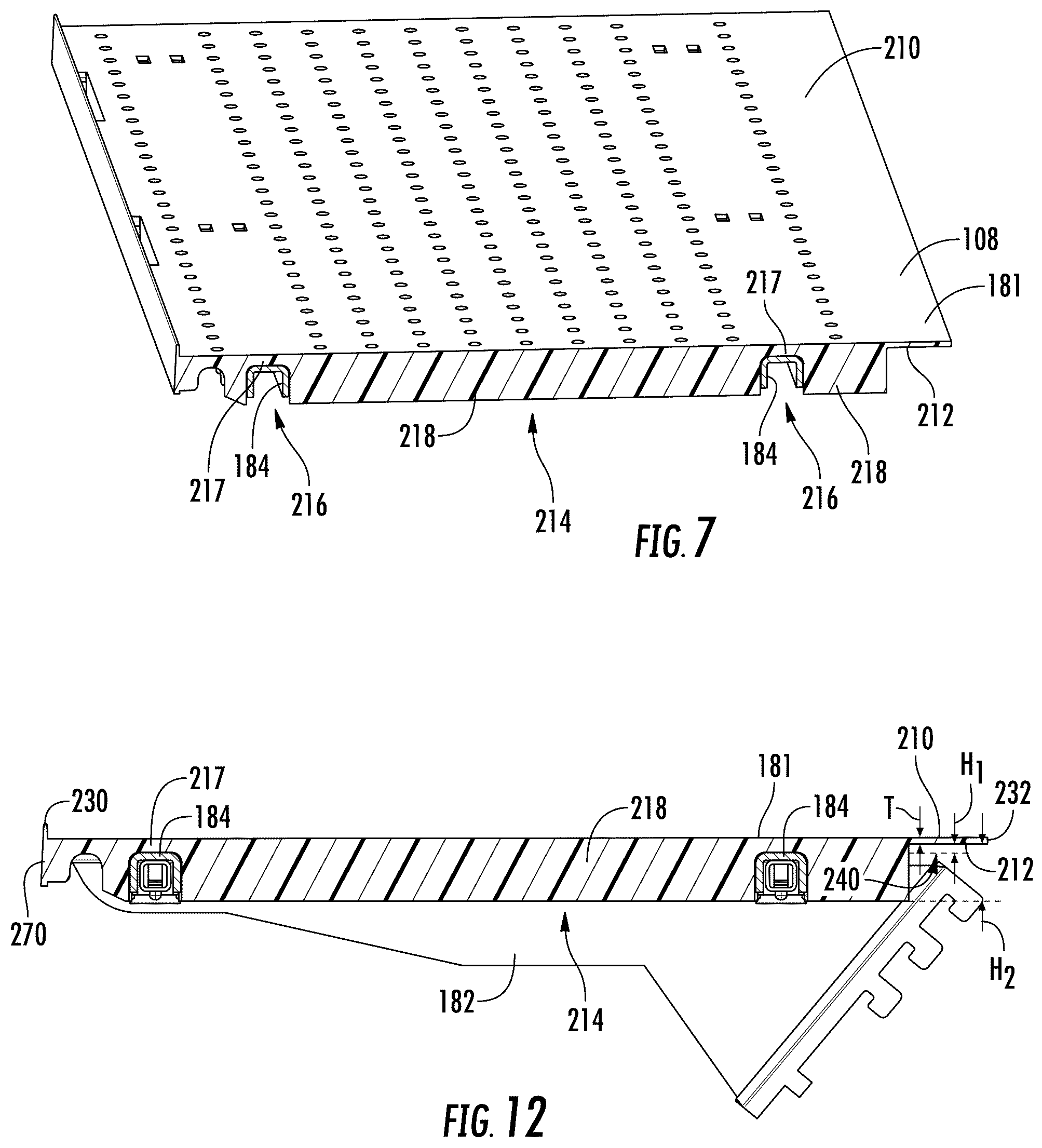 Patent US12551031 Figure 7 – Retail merchandise shelving system and deck panels for same