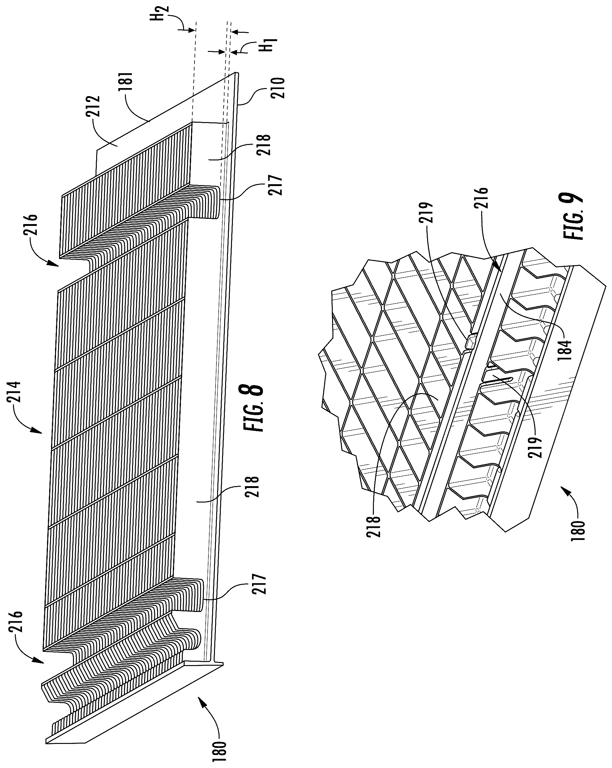 Patent US12551031 Figure 8 – Retail merchandise shelving system and deck panels for same