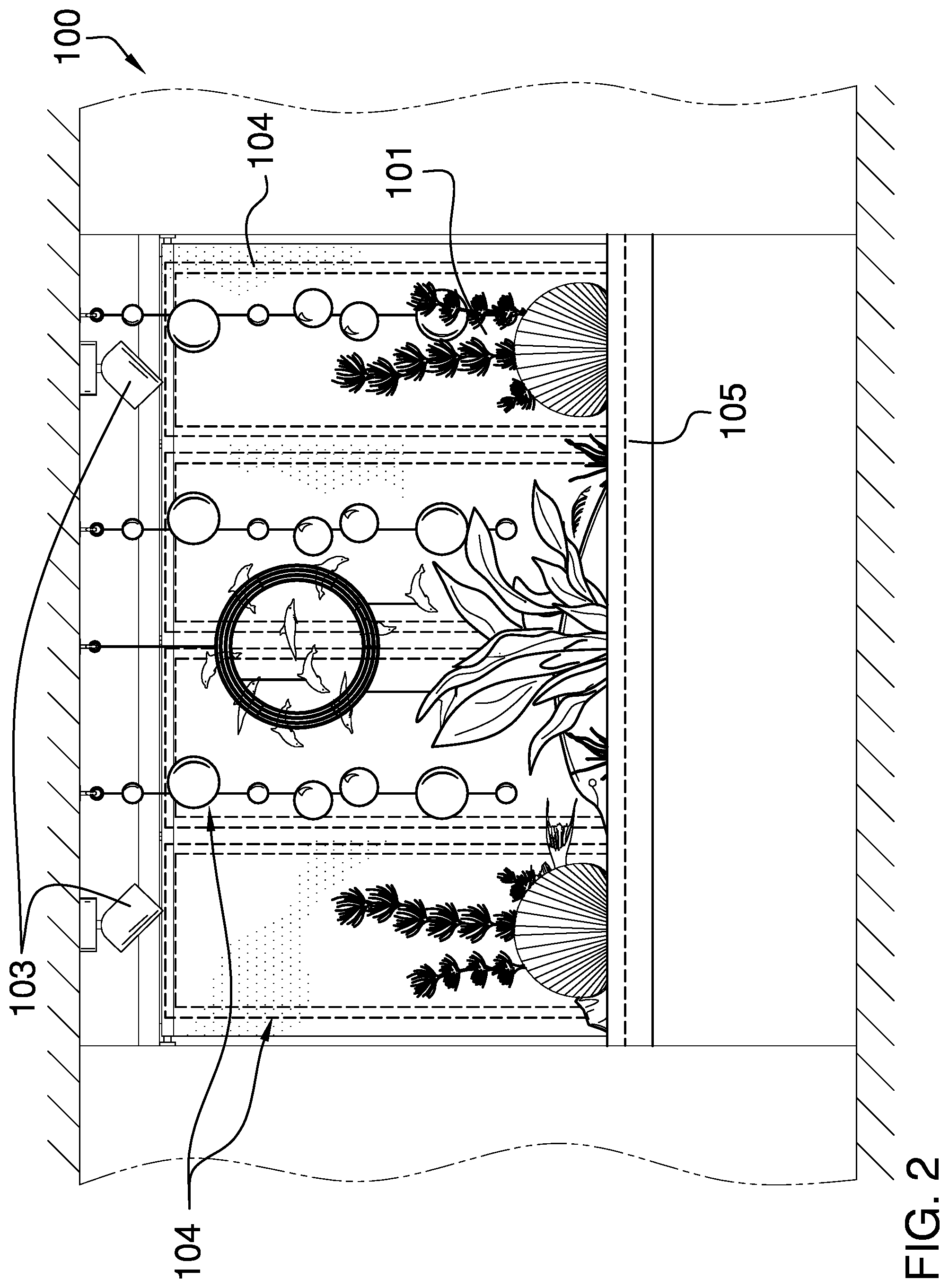 Patent US12551033 Figure 2 – Bay window aquarium kit